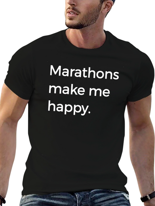 Marathons Make Me Happy Black T-Shirt