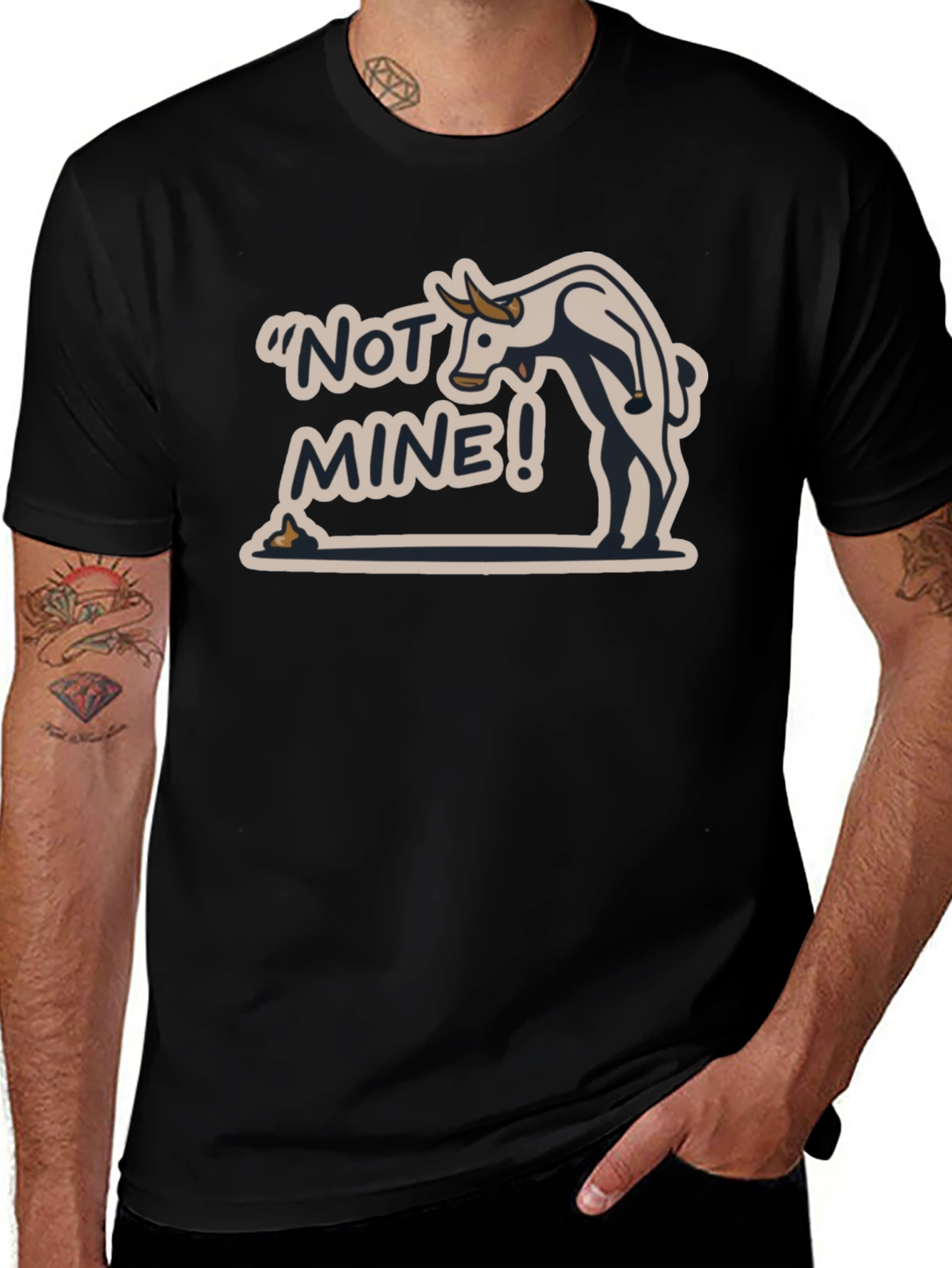Not Mine! Bull Humor Black T-Shirt