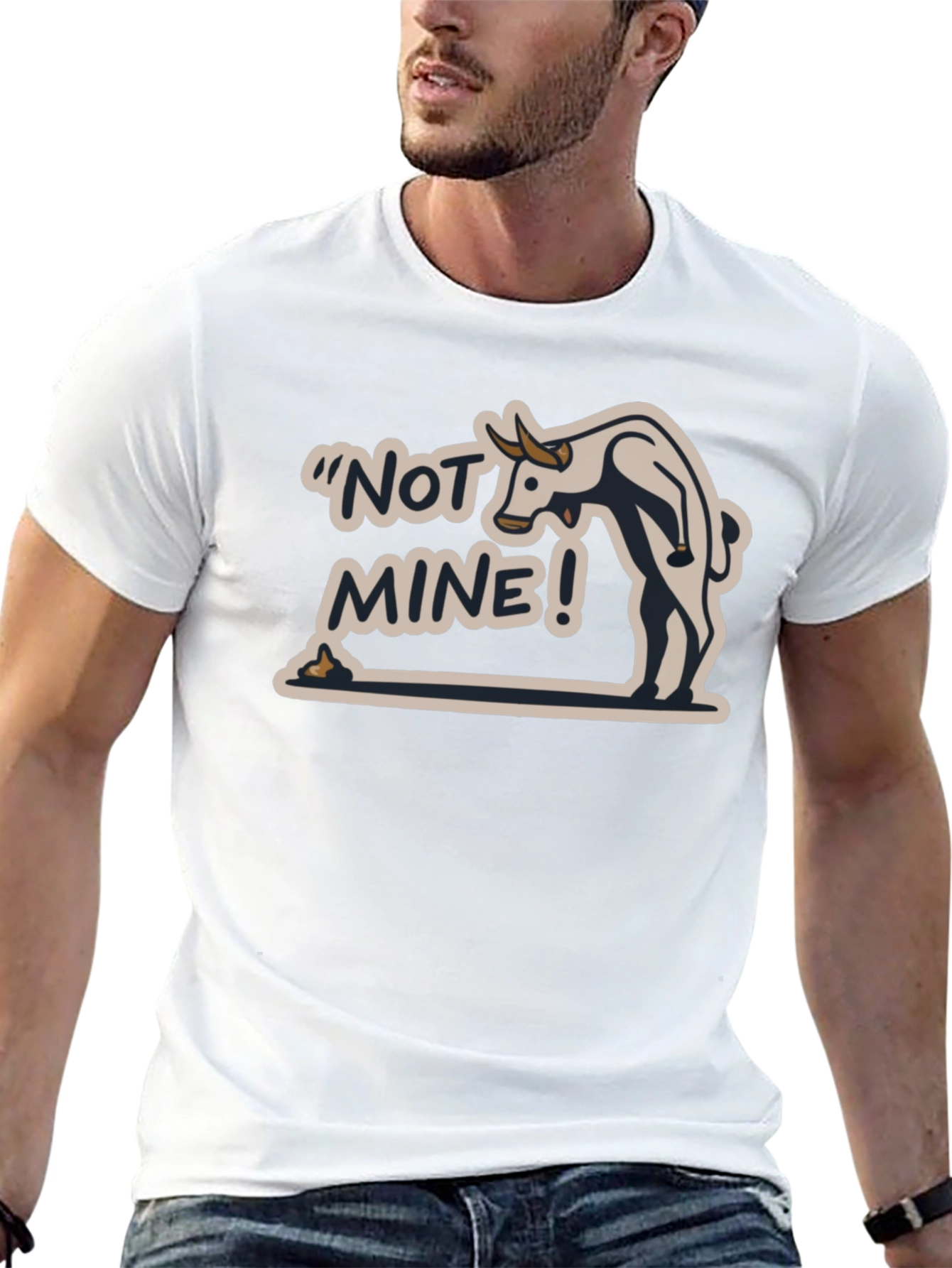 Not Mine! Bull Humor Black T-Shirt