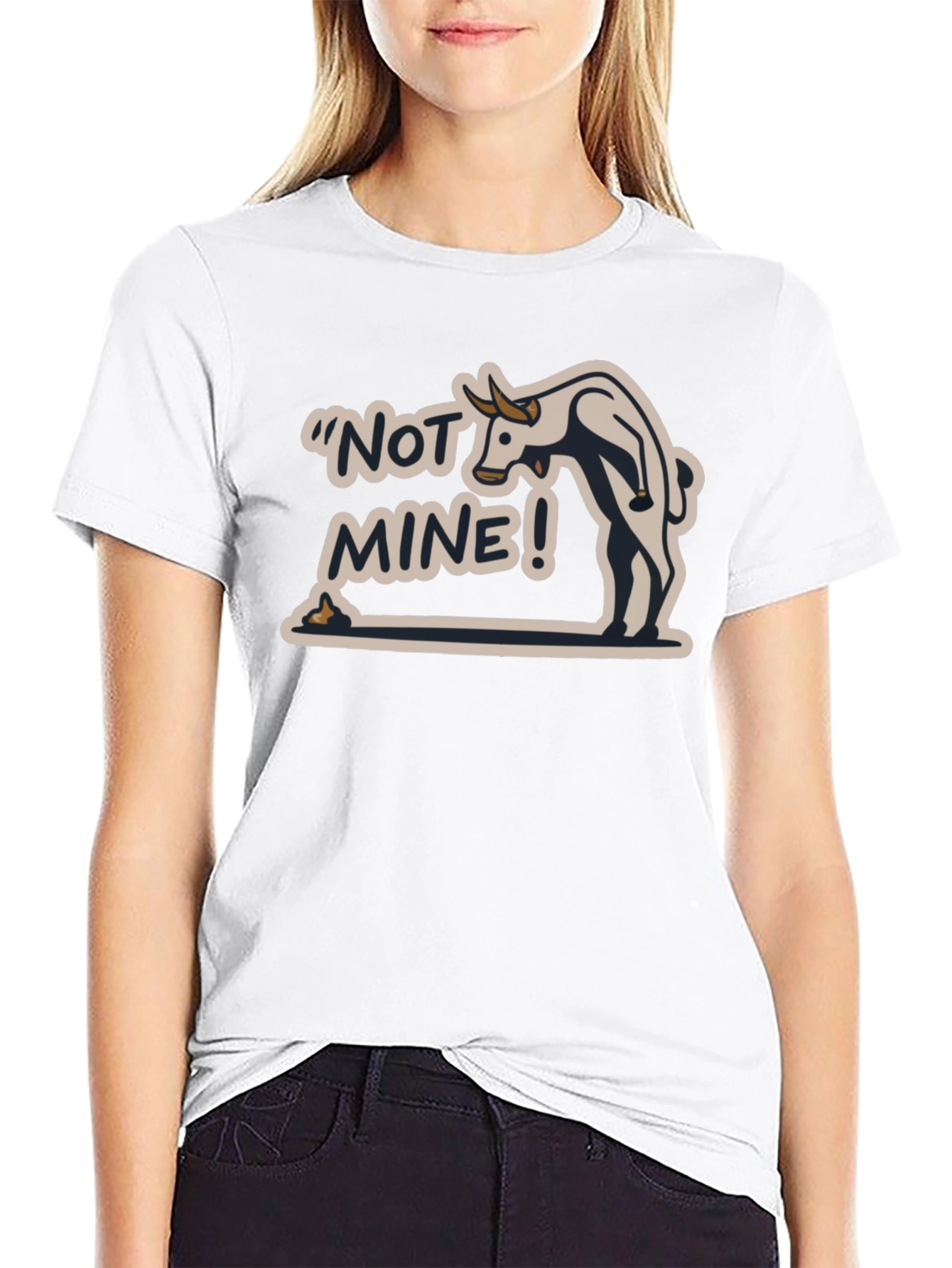 Not Mine! Bull Humor Black T-Shirt