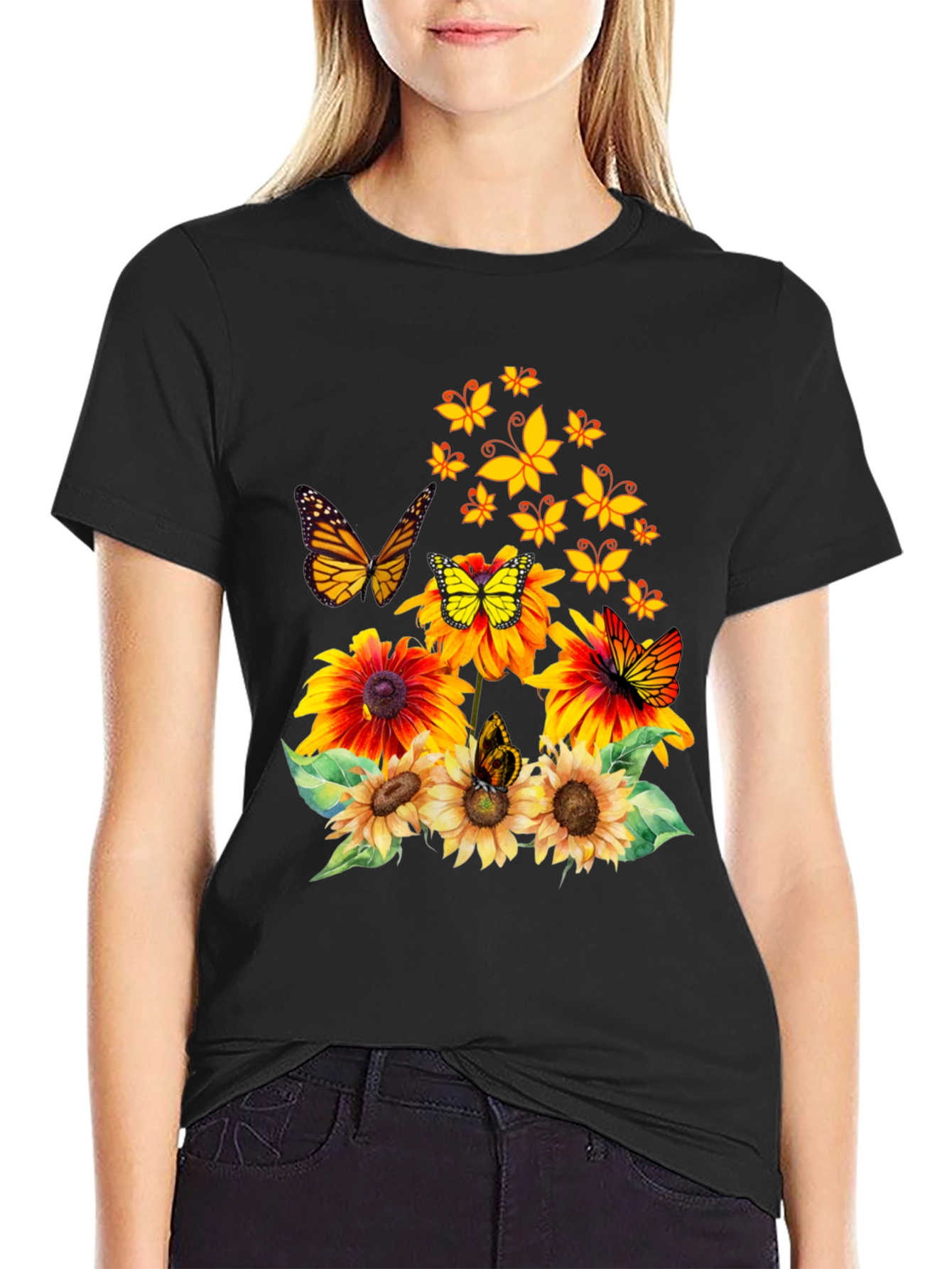 Butterfly Sunflower Graphic Tee