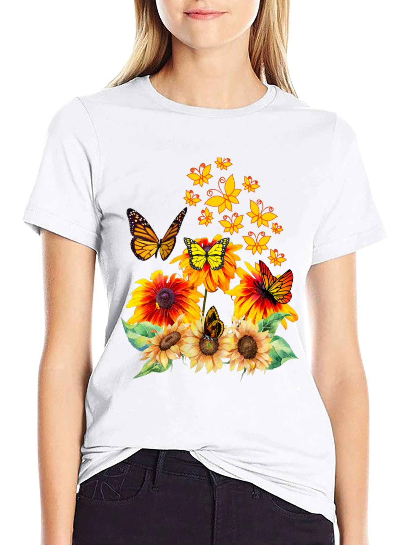 Butterfly Sunflower Graphic Tee