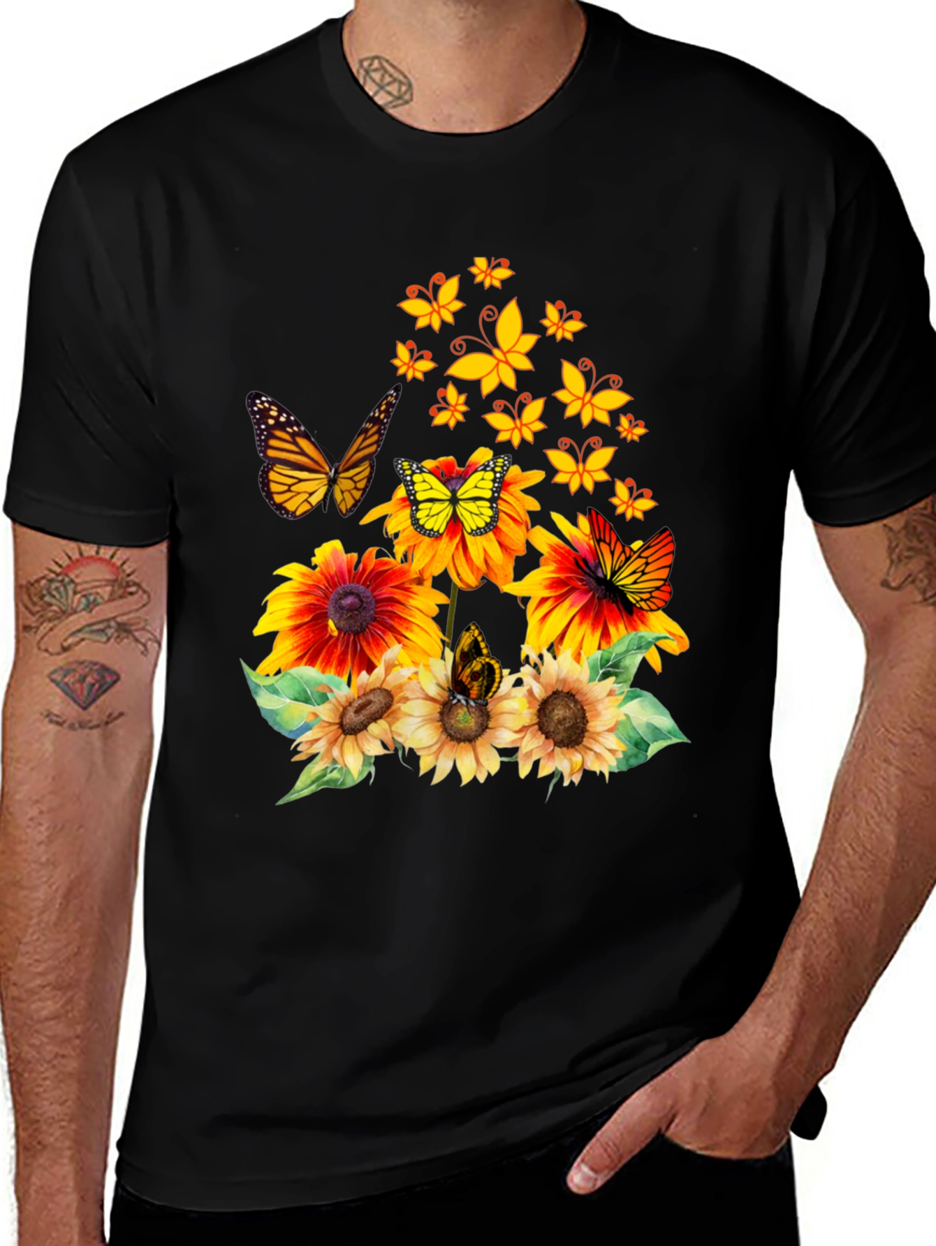 Butterfly Sunflower Graphic Tee
