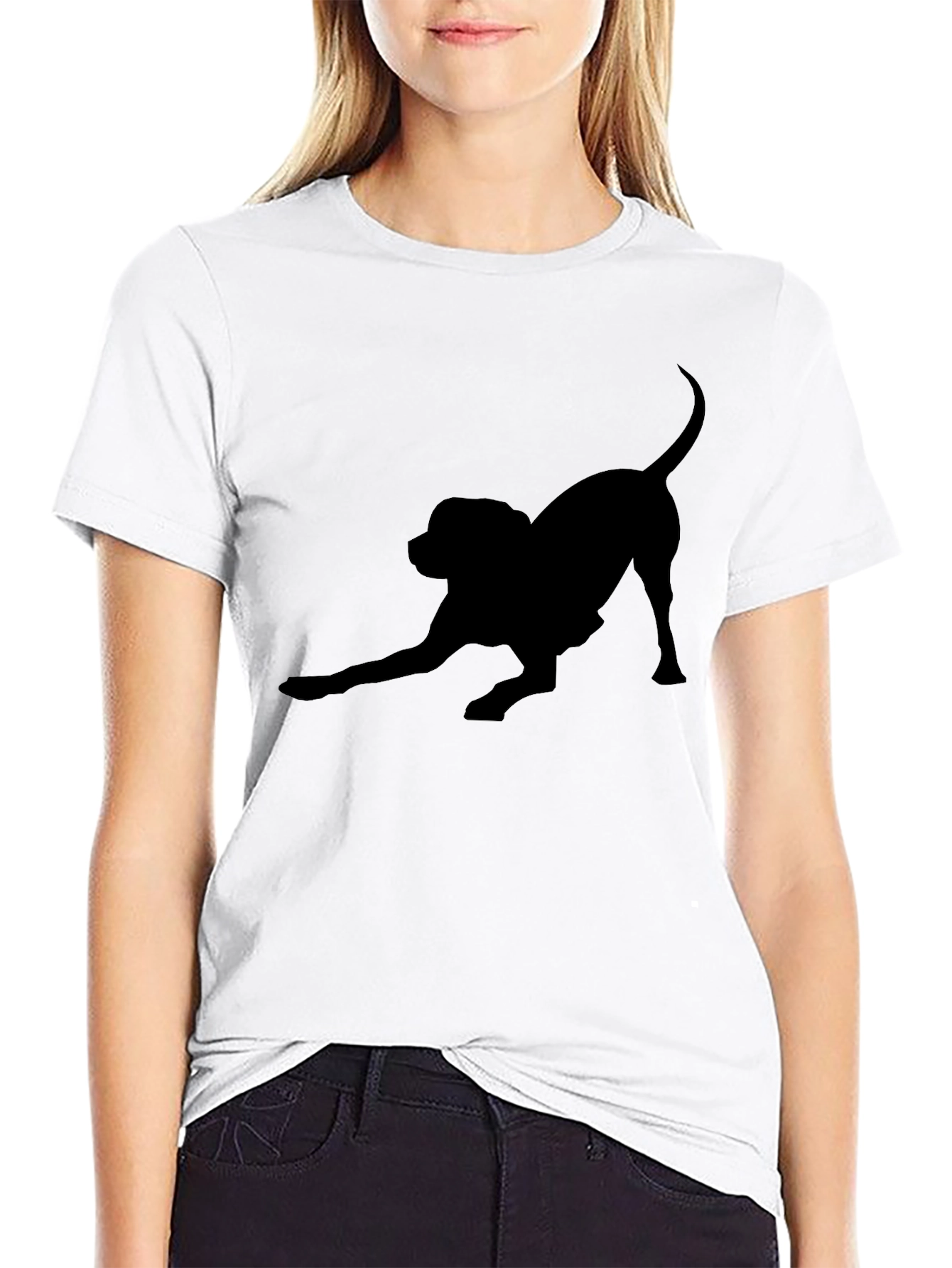 Black Dog Silhouette Tee - Playful Puppy Design