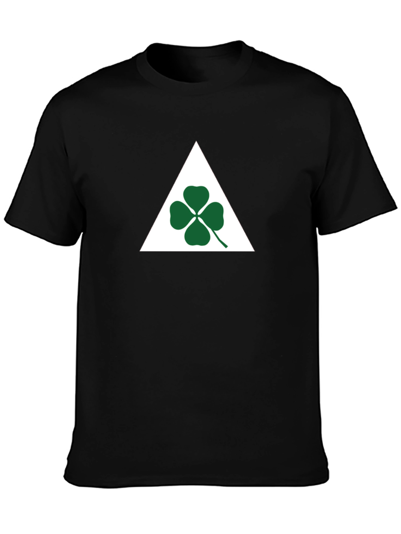 Black T-Shirt with Shamrock Triangle Graphic