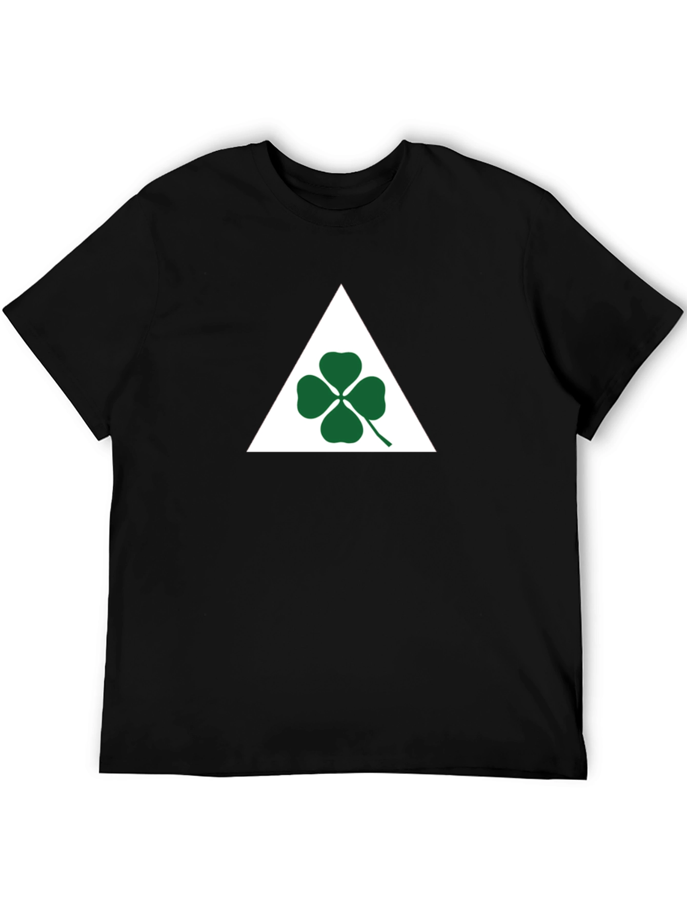 Black T-Shirt with Shamrock Triangle Graphic