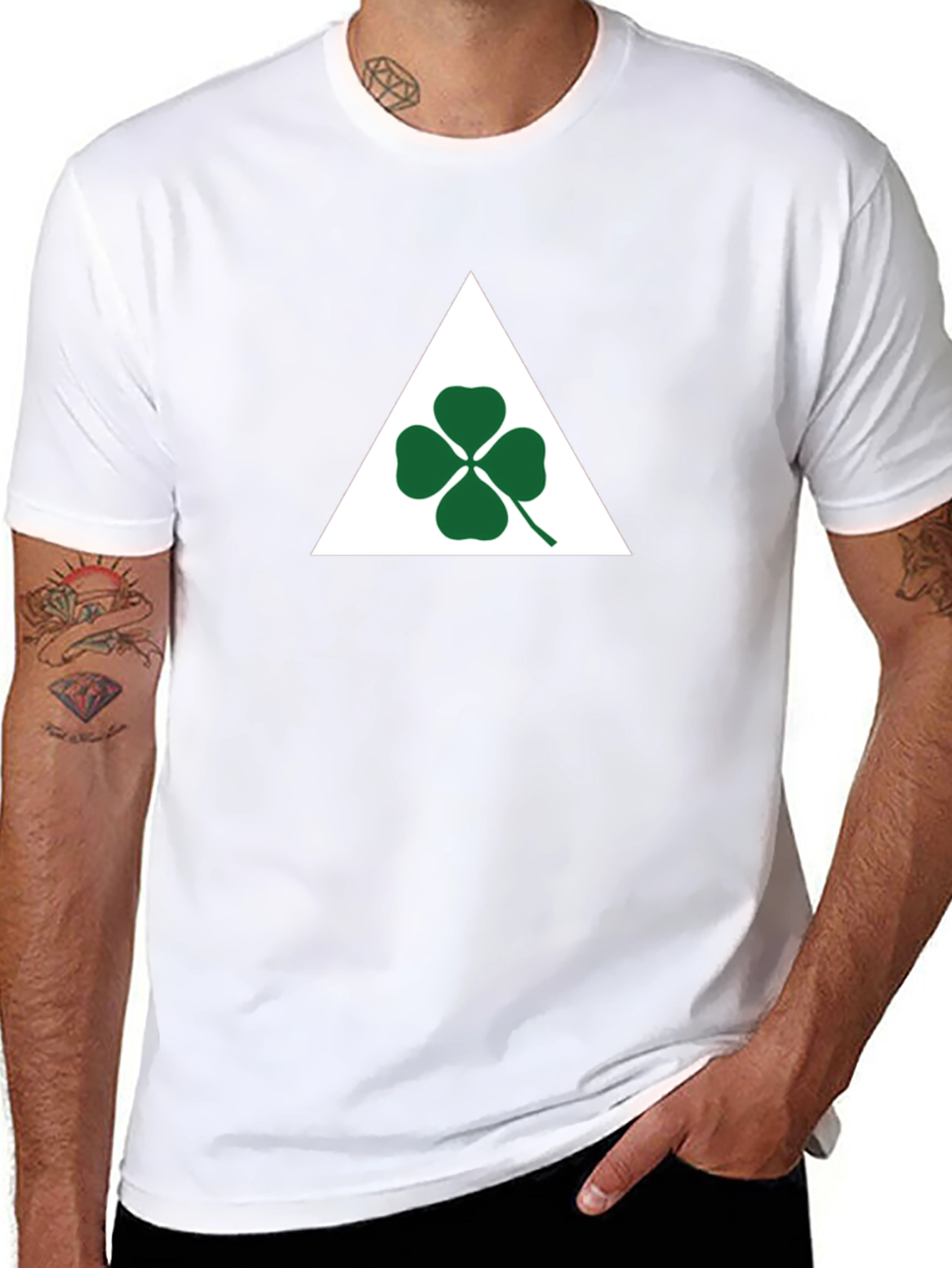 Black T-Shirt with Shamrock Triangle Graphic