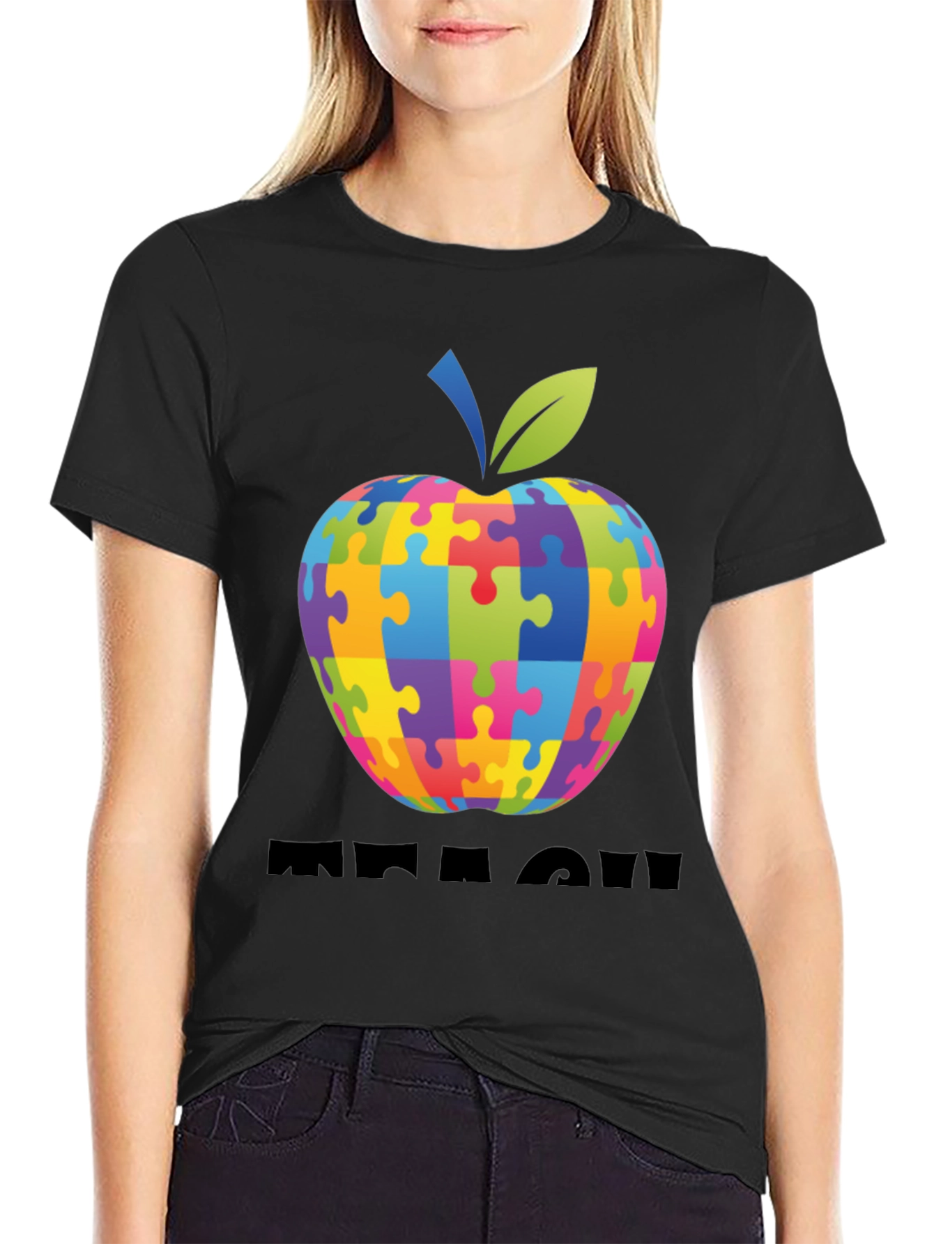 Autism Awareness Puzzle Apple Teach T-Shirt