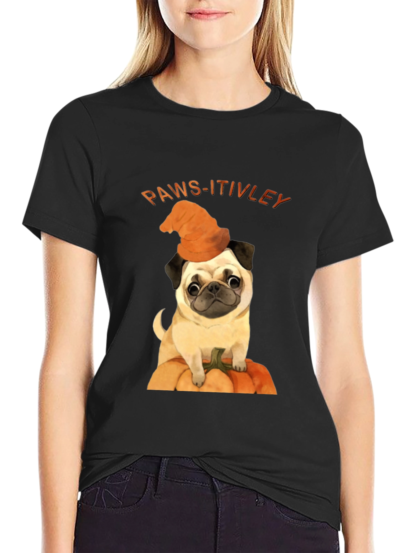Paws-itively Halloween Pug T-Shirt