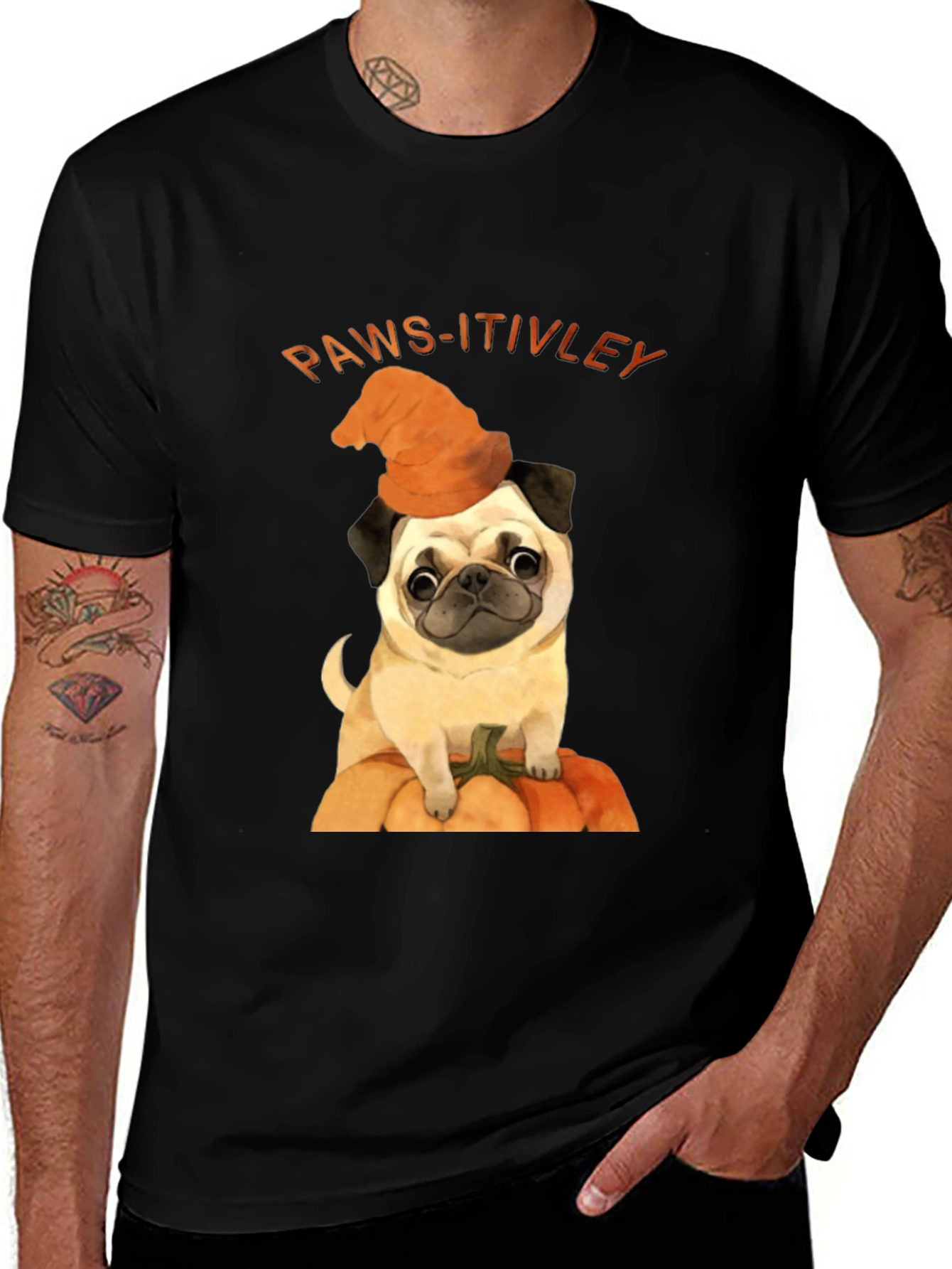 Paws-itively Halloween Pug T-Shirt