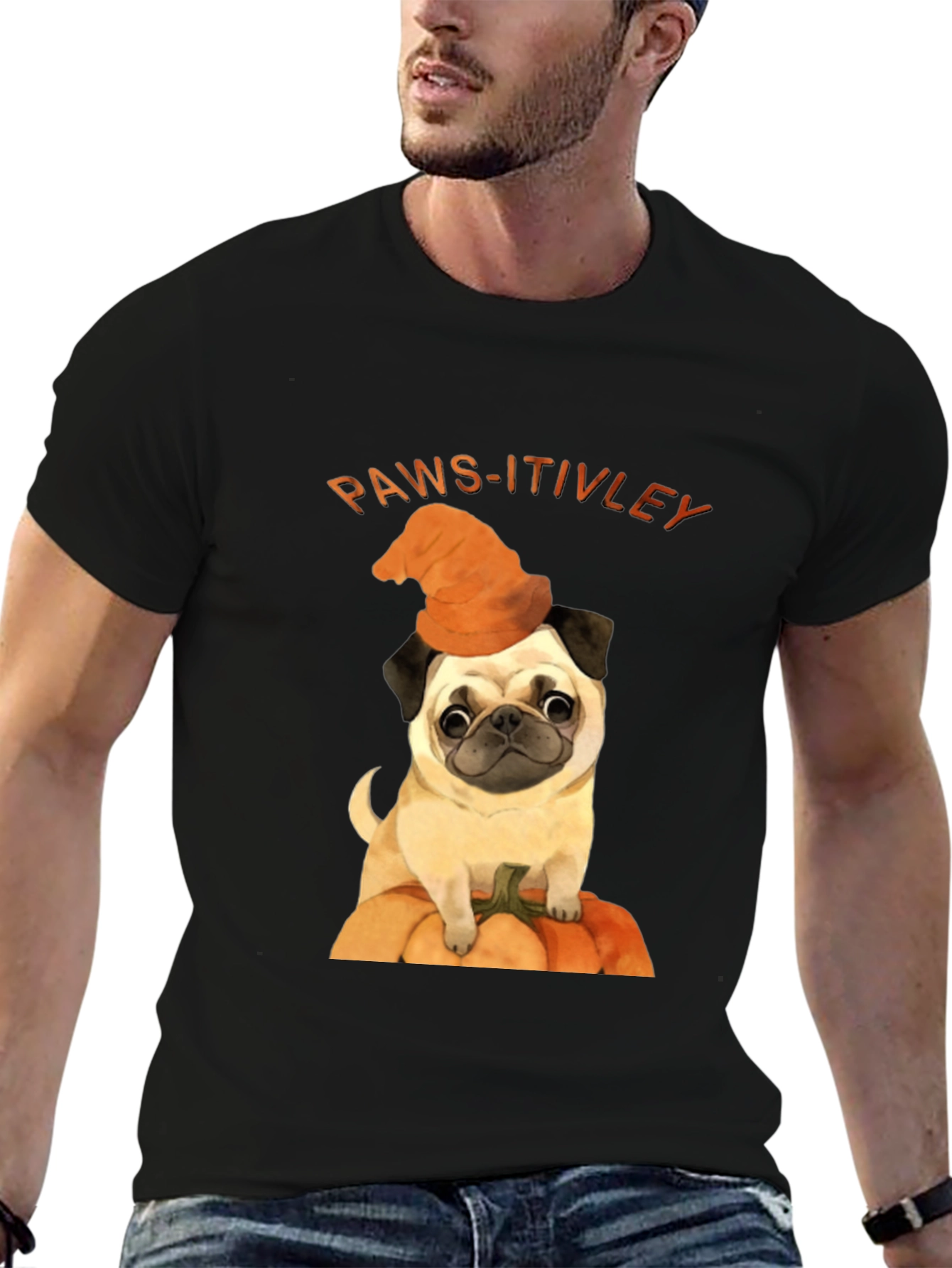 Paws-itively Halloween Pug T-Shirt