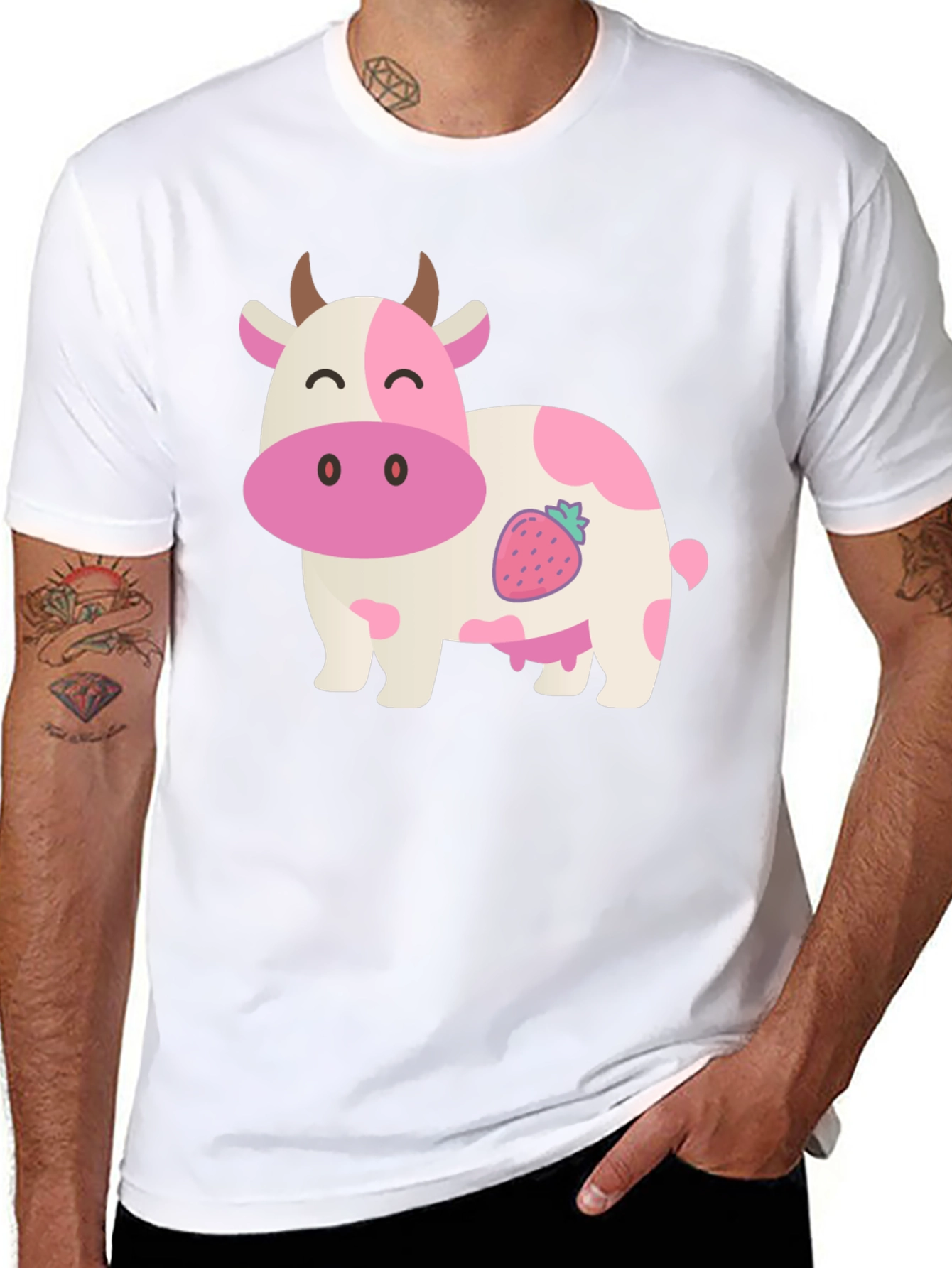 Strawberry Cow Graphic Tee - Black