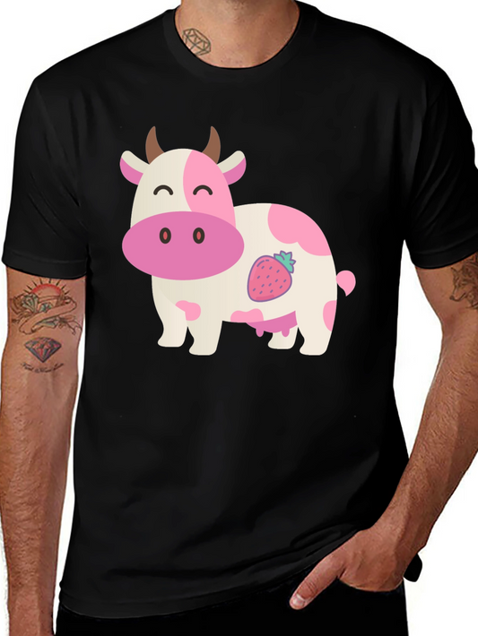 Strawberry Cow Graphic Tee - Black
