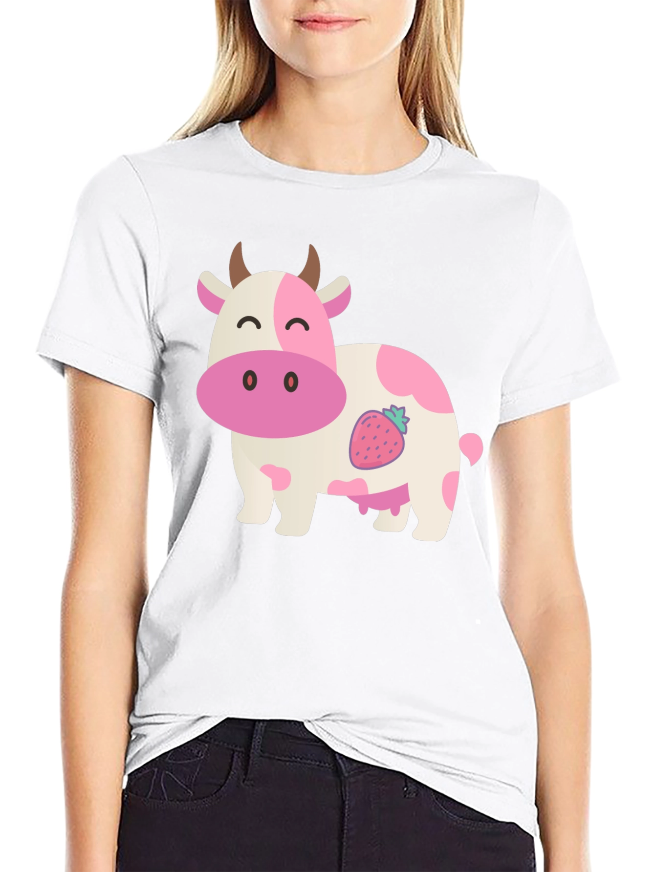 Strawberry Cow Graphic Tee - Black