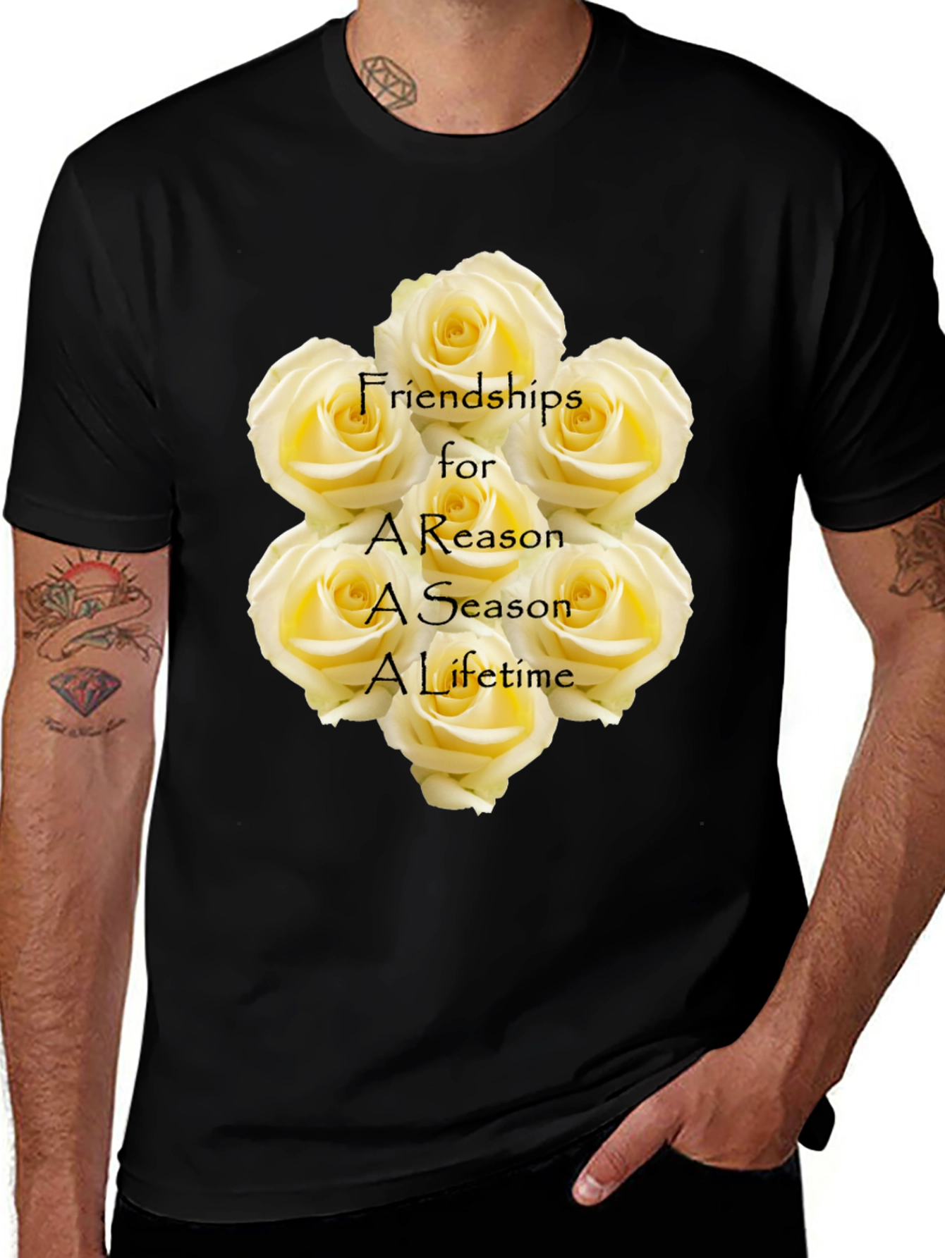 Friendship Roses Black T-Shirt