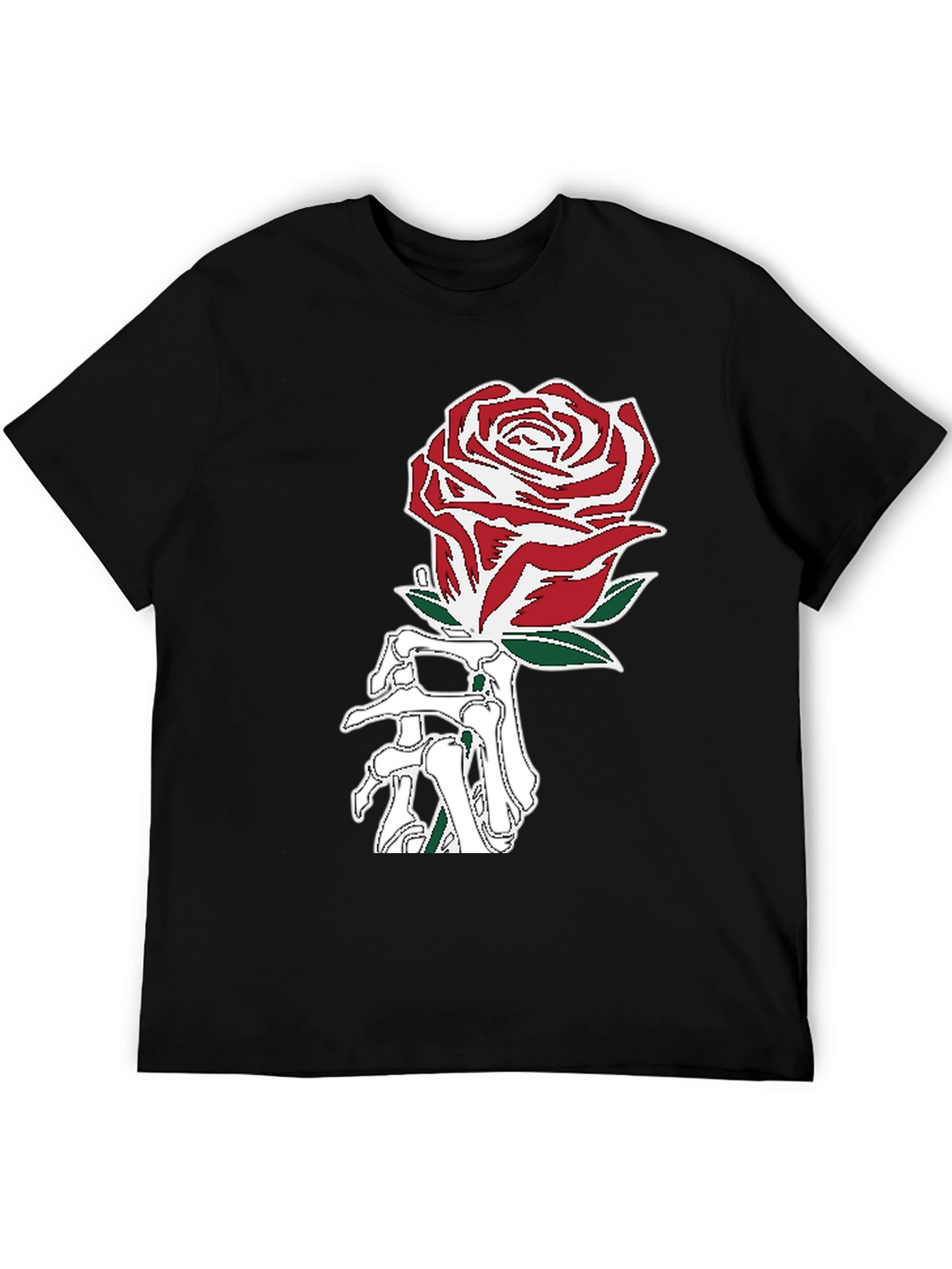 Rose Skeleton Hand Graphic T-Shirt