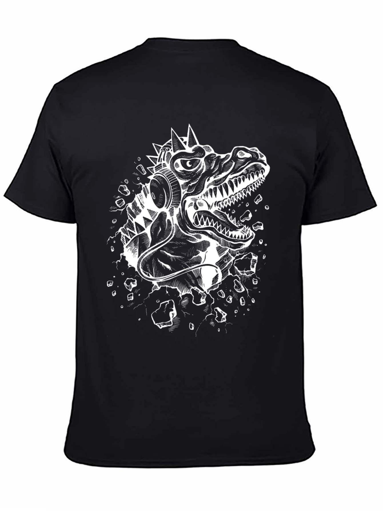 Dino DJ Graphic Tee - Black Cotton T-Shirt