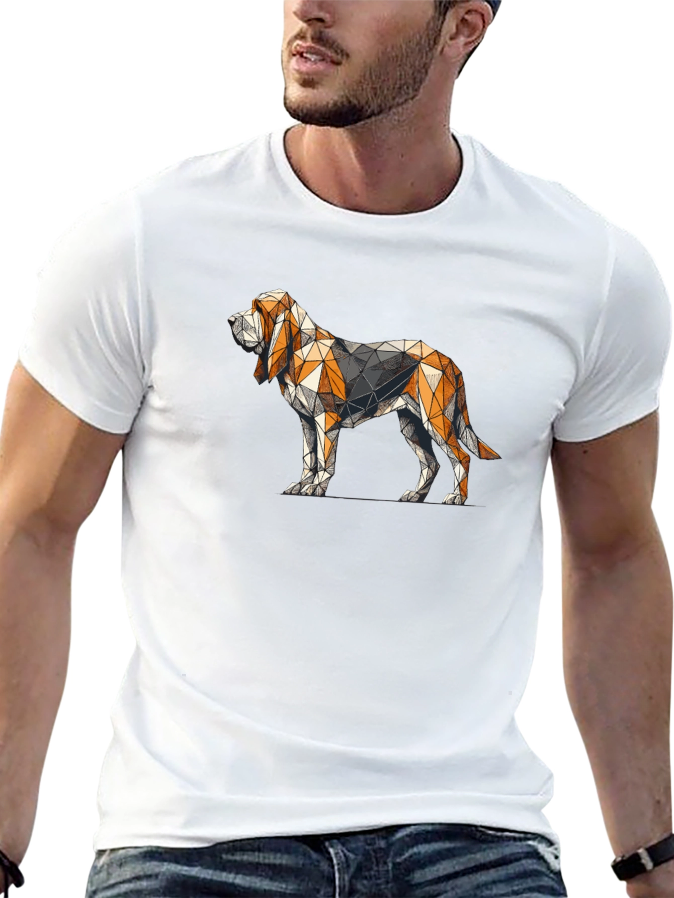 Geometric Dog Graphic Tee - Modern Hound Design
