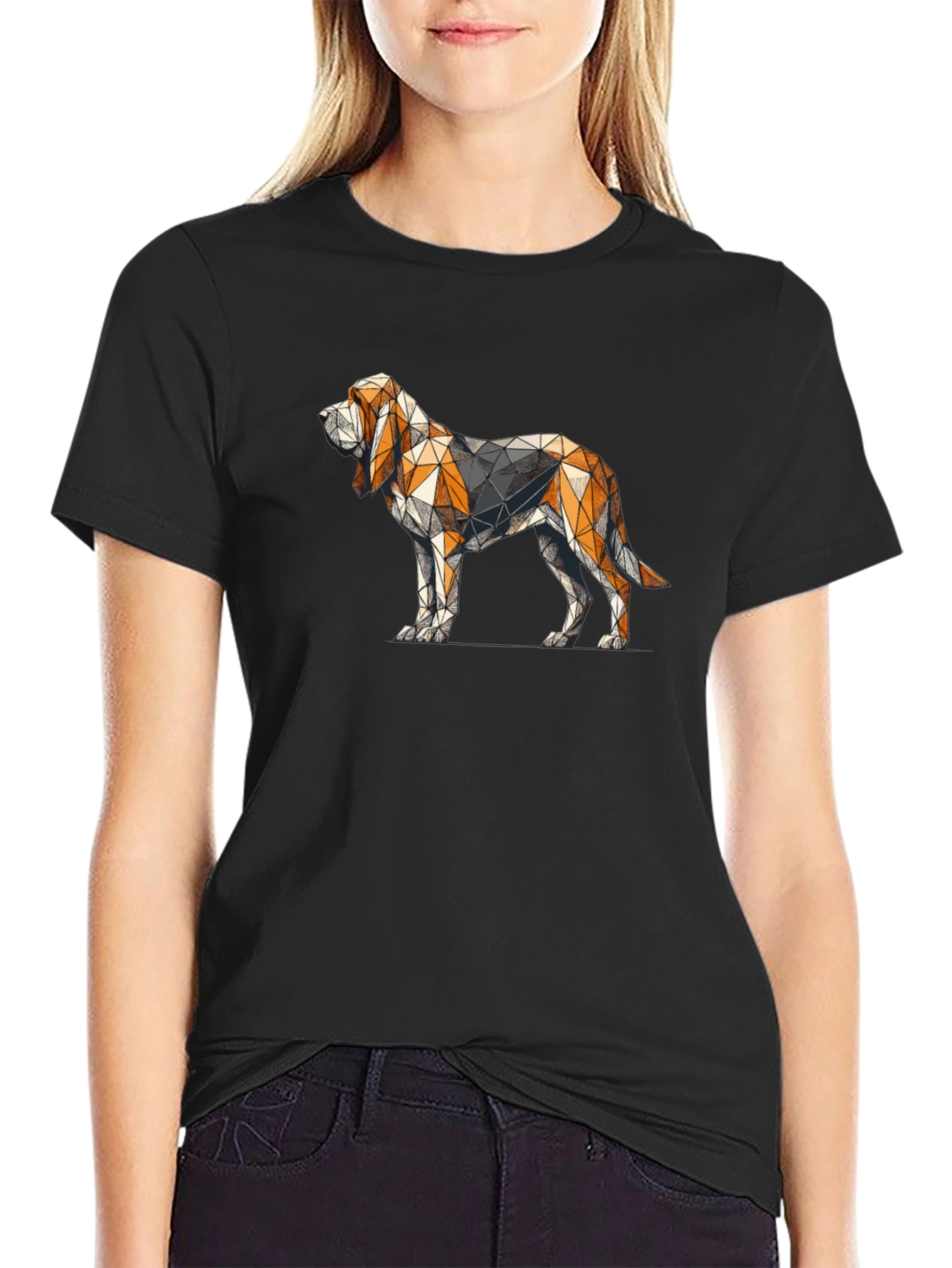 Geometric Dog Graphic Tee - Modern Hound Design