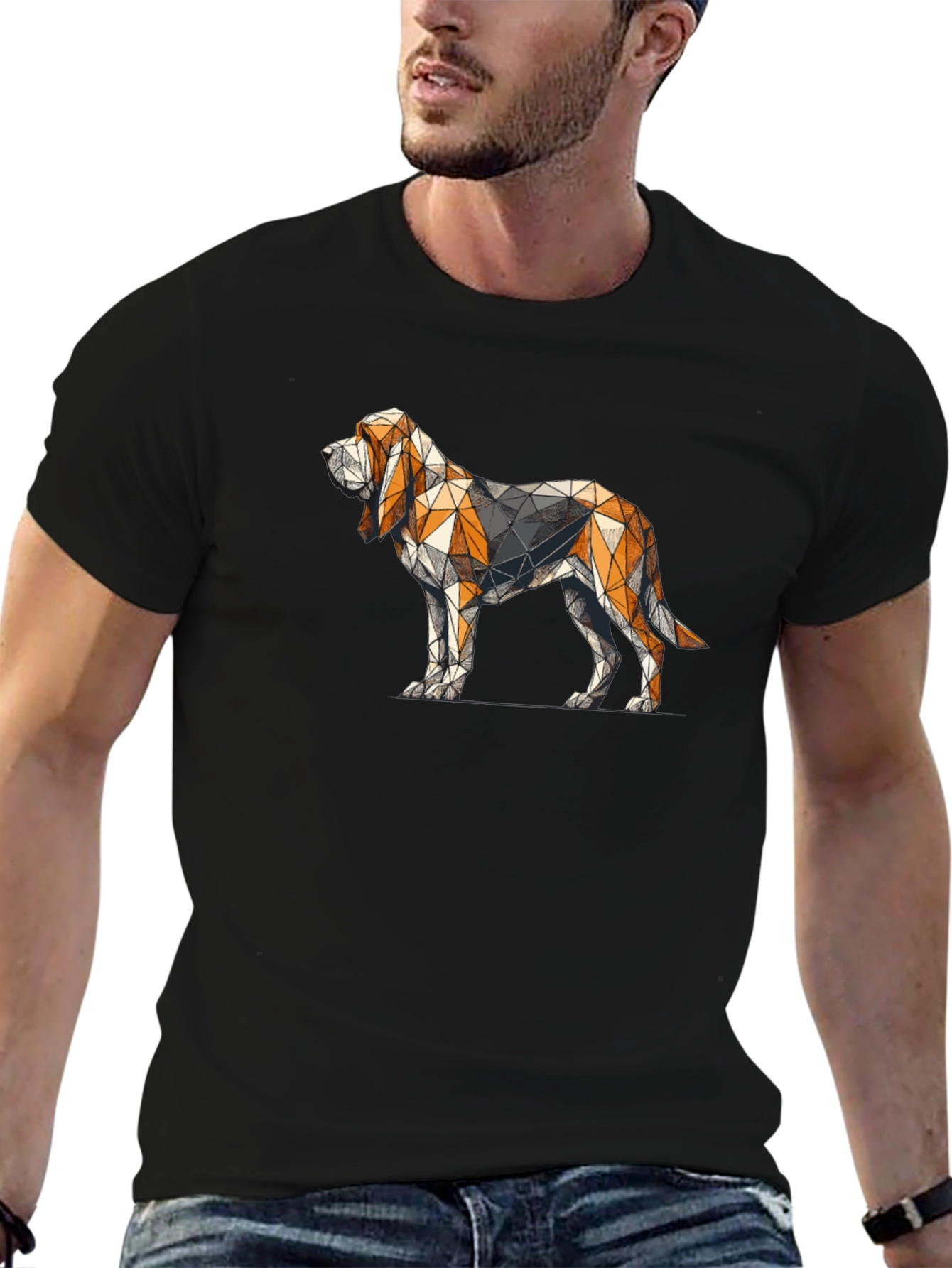 Geometric Dog Graphic Tee - Modern Hound Design