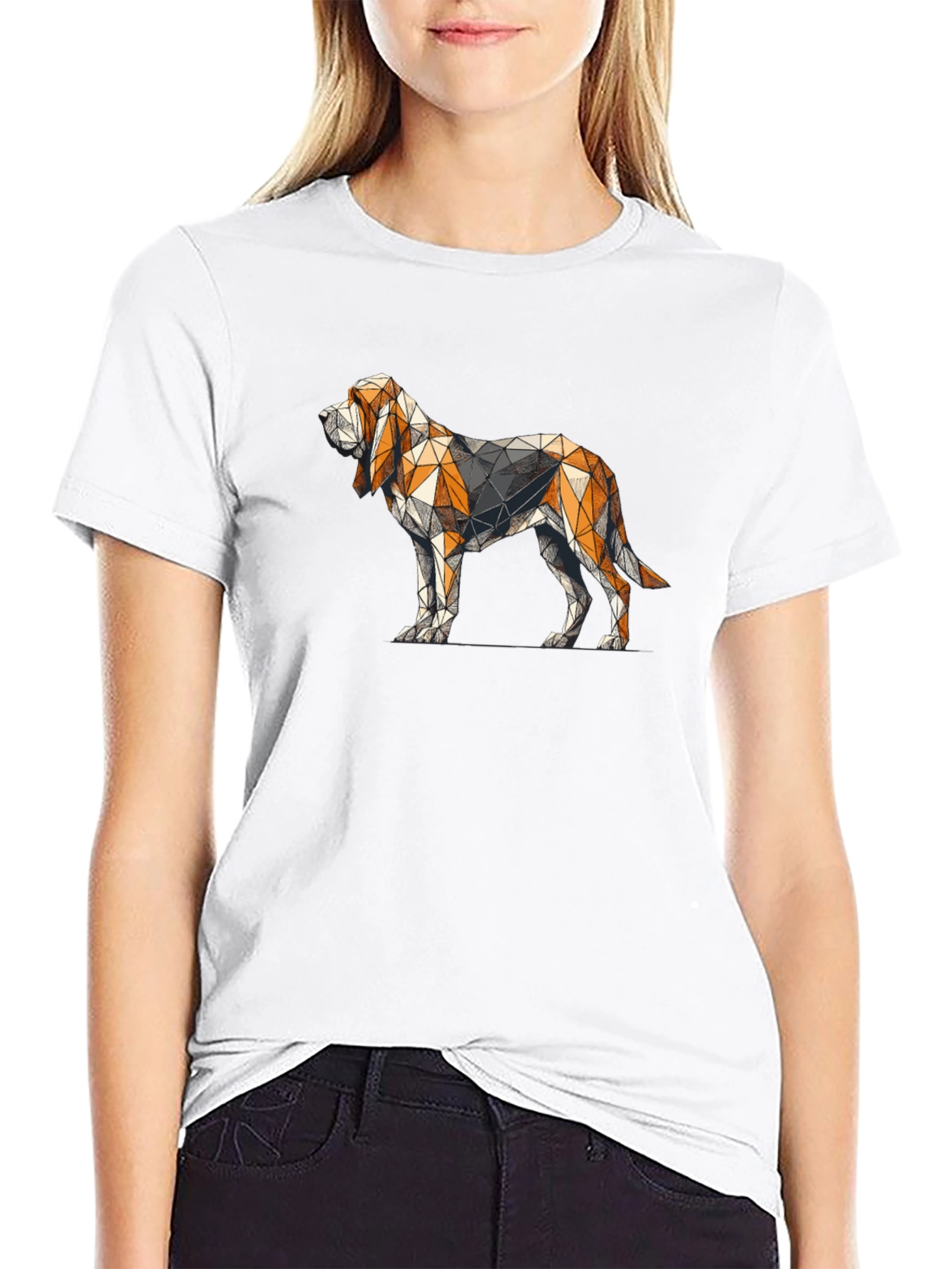 Geometric Dog Graphic Tee - Modern Hound Design