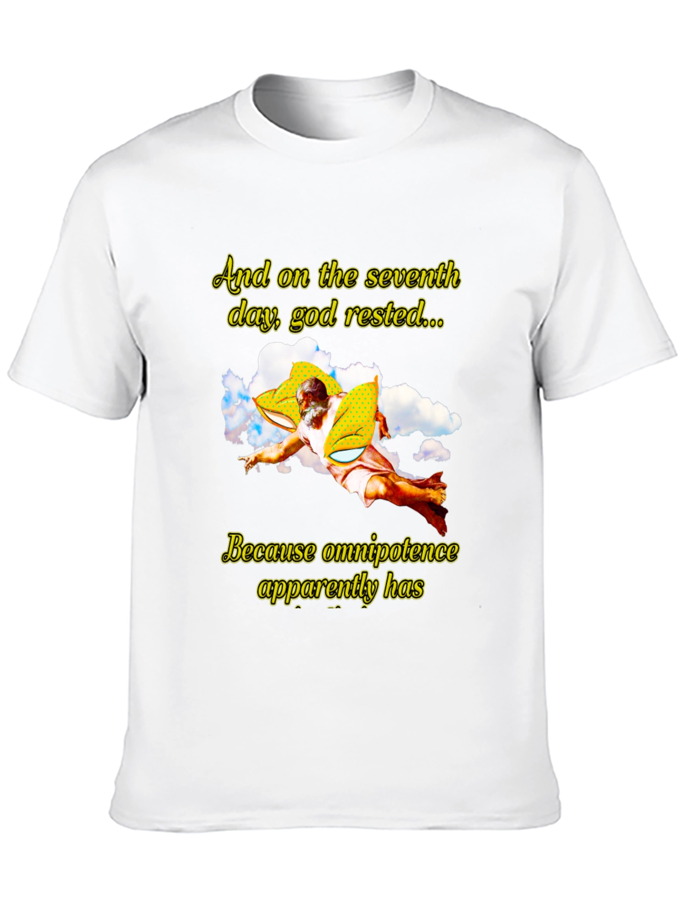 Humorous God Rested Graphic T-Shirt - Black