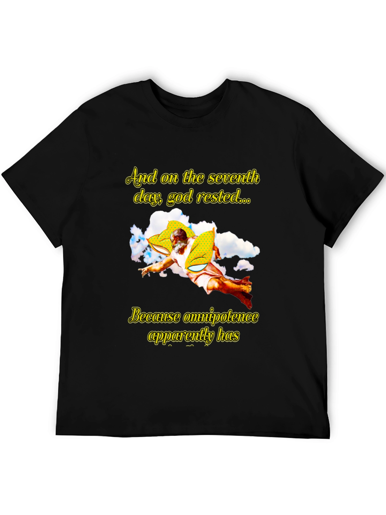 Humorous God Rested Graphic T-Shirt - Black