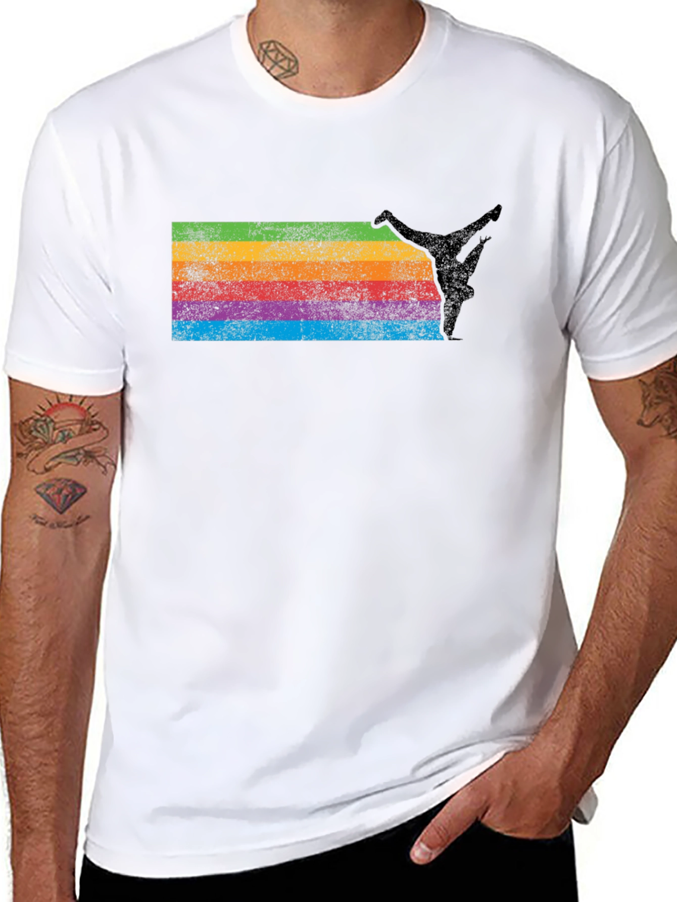 Rainbow Breakdancer Black T-Shirt