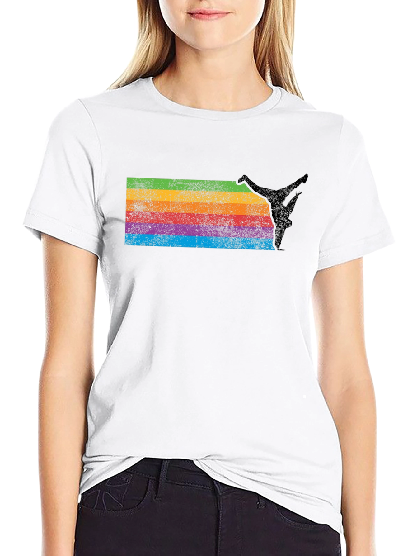 Rainbow Breakdancer Black T-Shirt