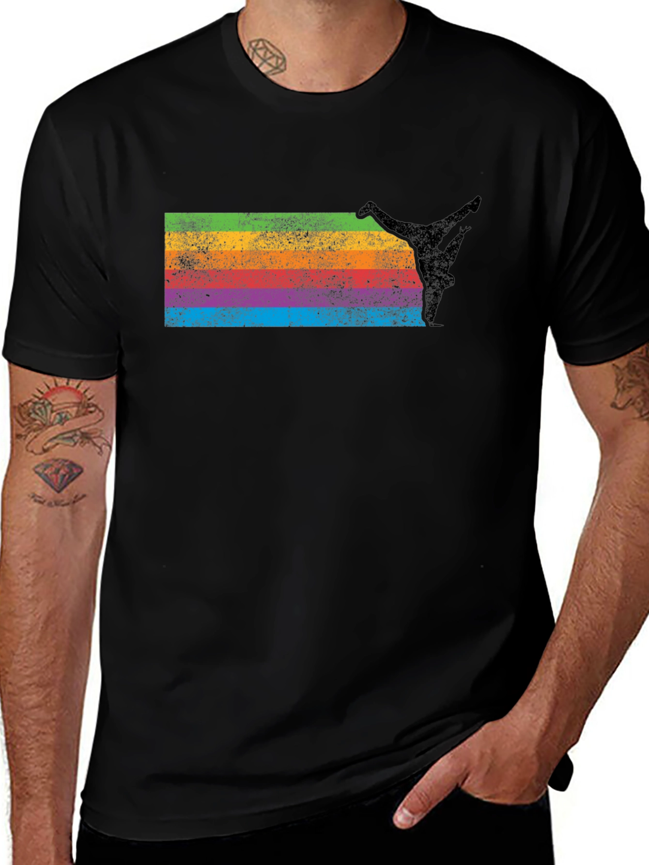 Rainbow Breakdancer Black T-Shirt
