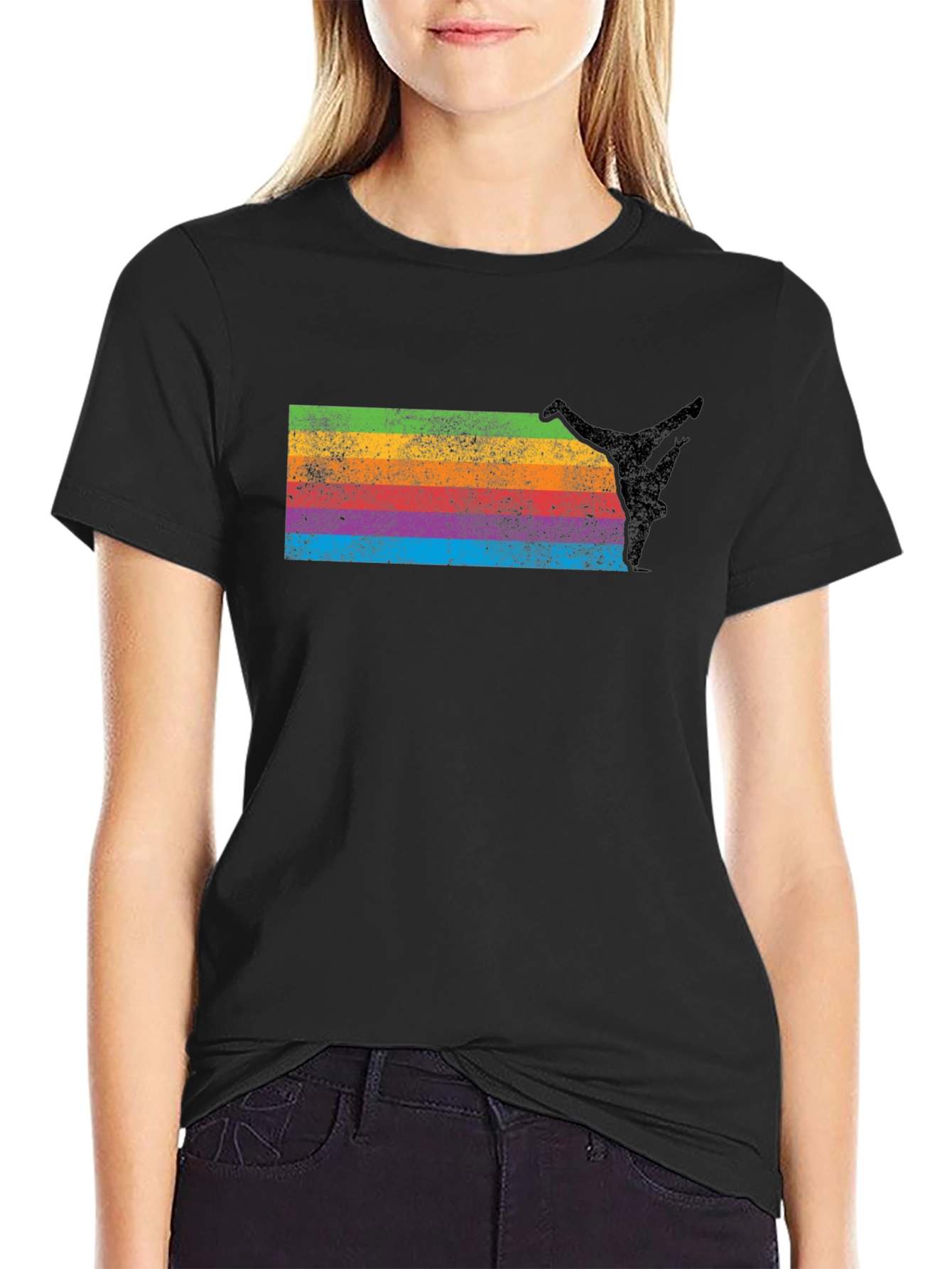 Rainbow Breakdancer Black T-Shirt