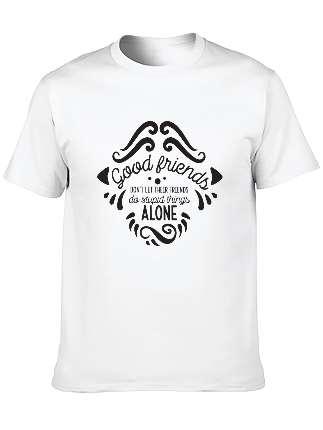 Good Friends Graphic Tee - Black Cotton T-Shirt