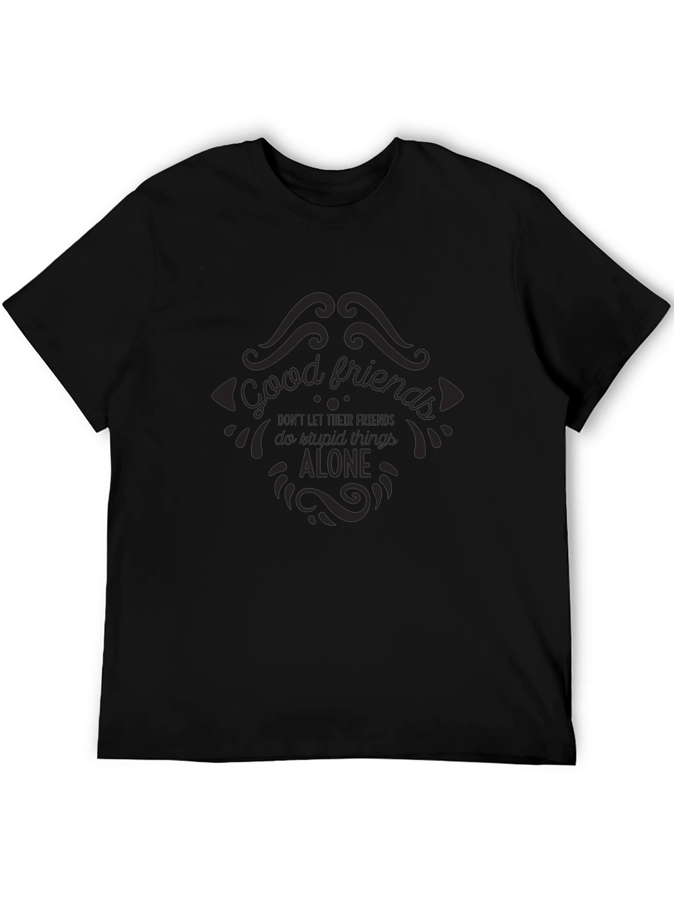 Good Friends Graphic Tee - Black Cotton T-Shirt