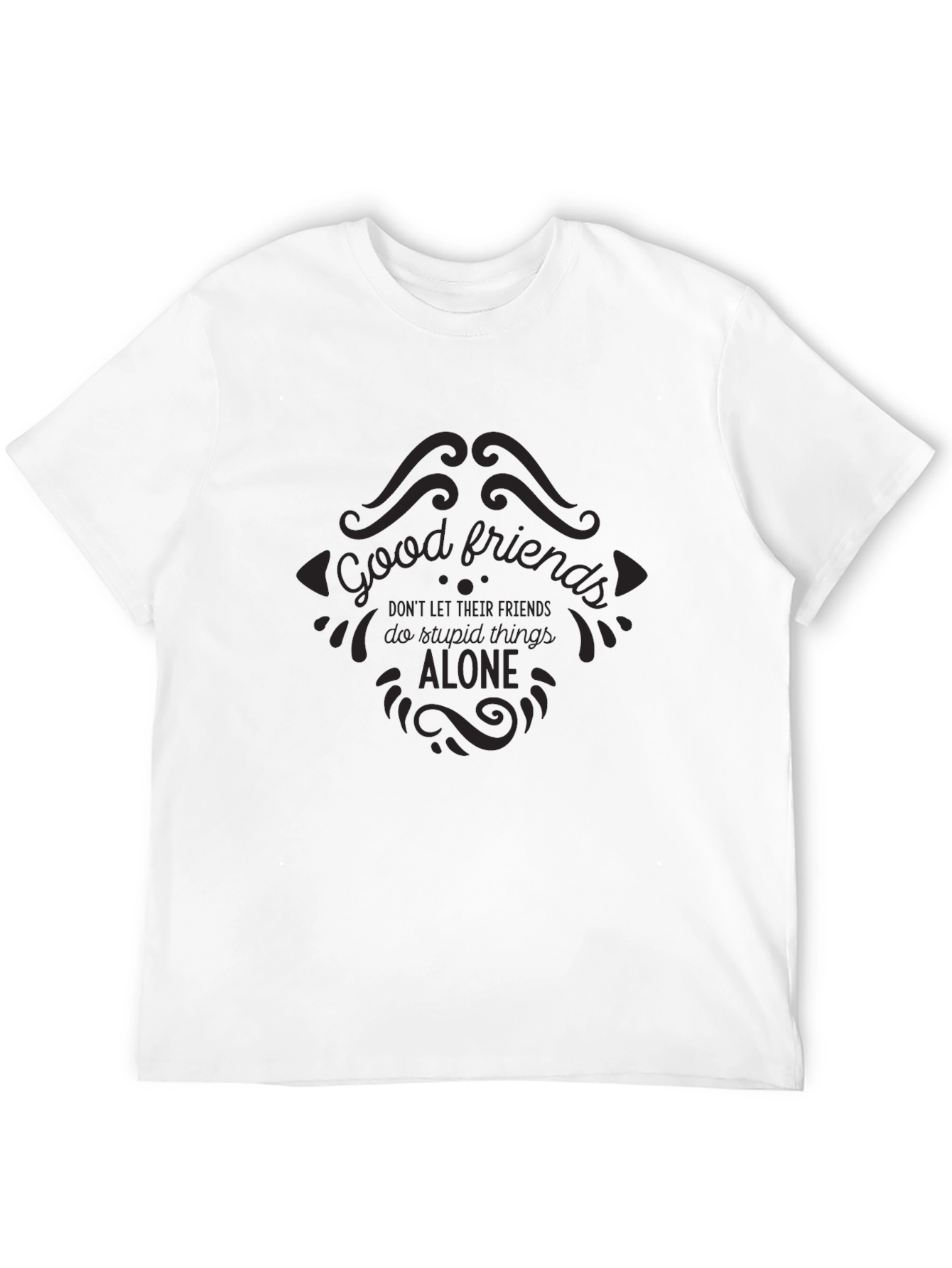 Good Friends Graphic Tee - Black Cotton T-Shirt