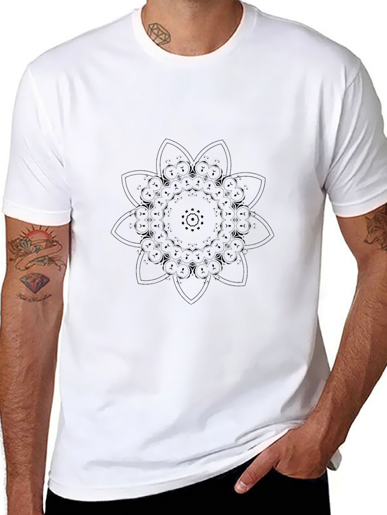Mens Black Mandala Graphic Tee