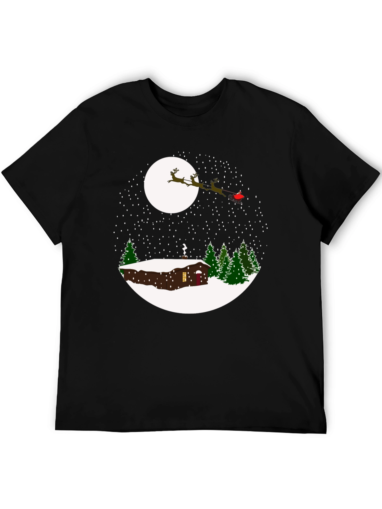 Winter Cabin Santa Sleigh T-Shirt