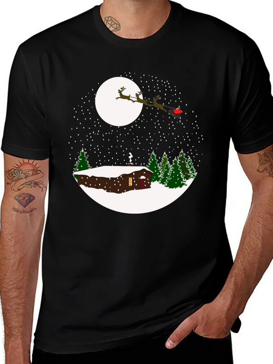 Winter Cabin Santa Sleigh T-Shirt