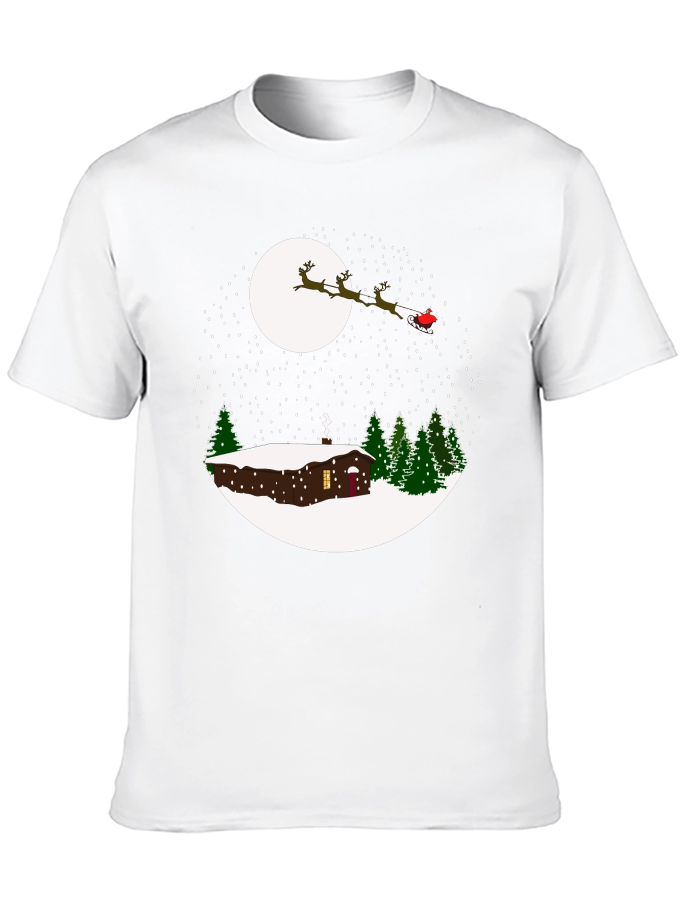 Winter Cabin Santa Sleigh T-Shirt