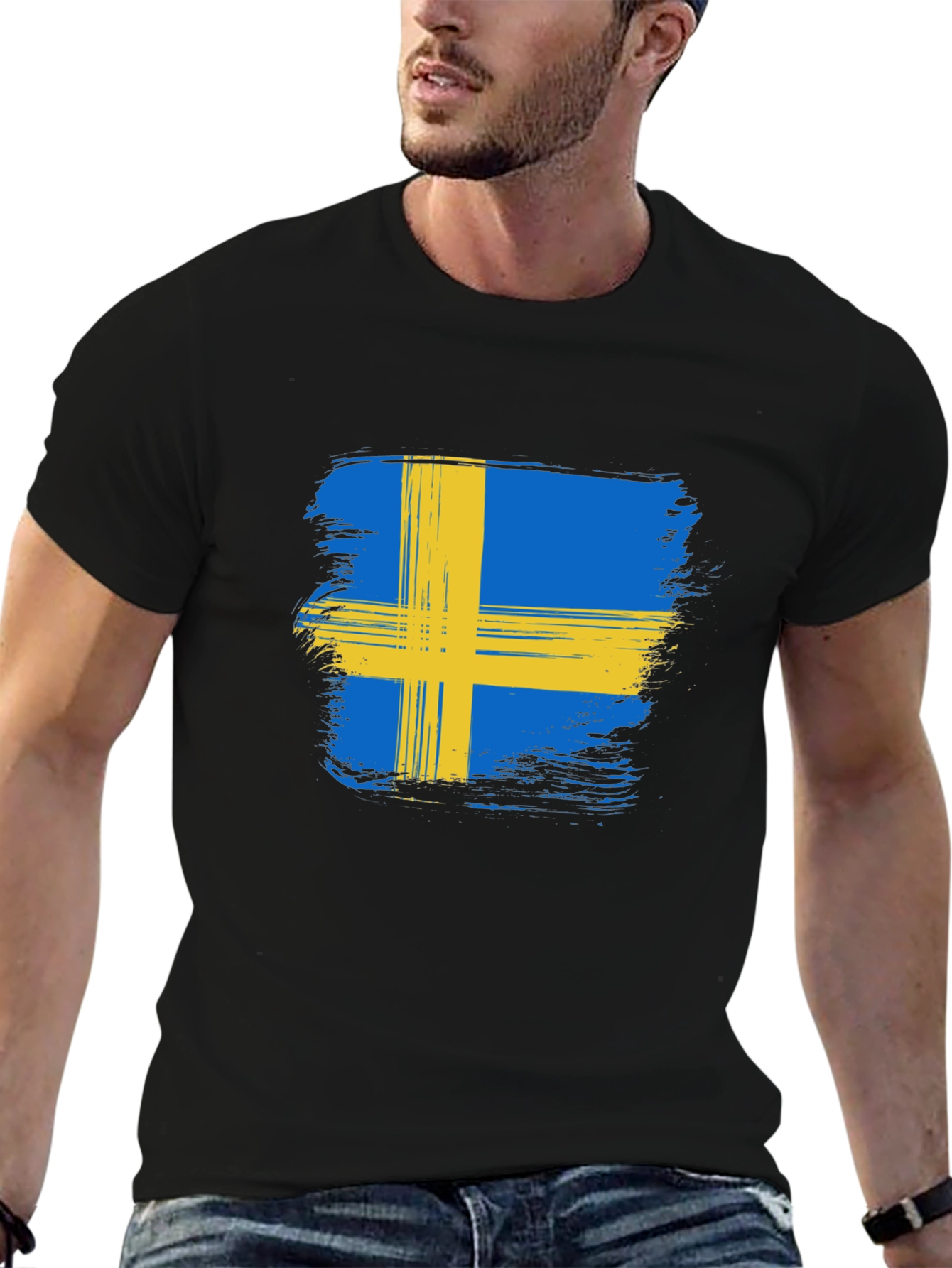 Sweden Flag T-Shirt - Black Graphic Tee