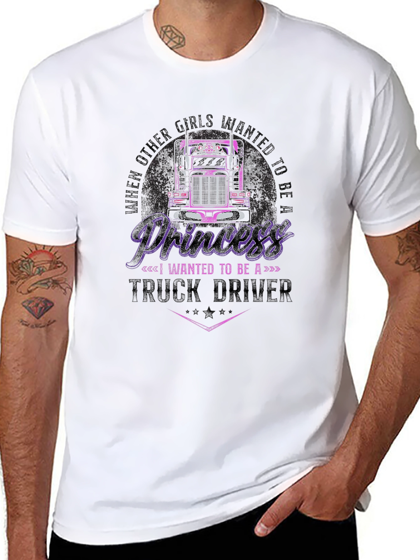 Princess Truck Driver Black T-Shirt