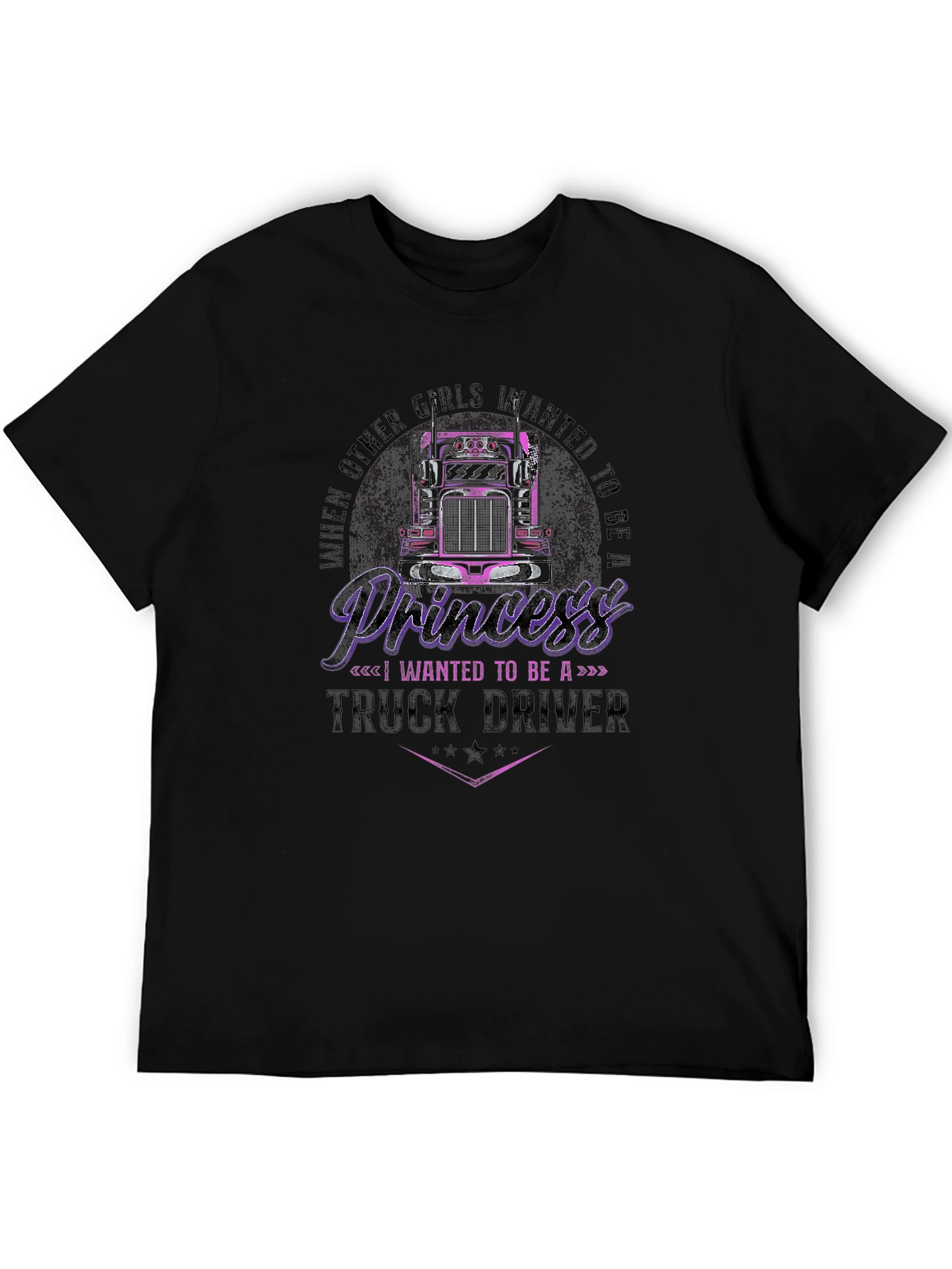 Princess Truck Driver Black T-Shirt