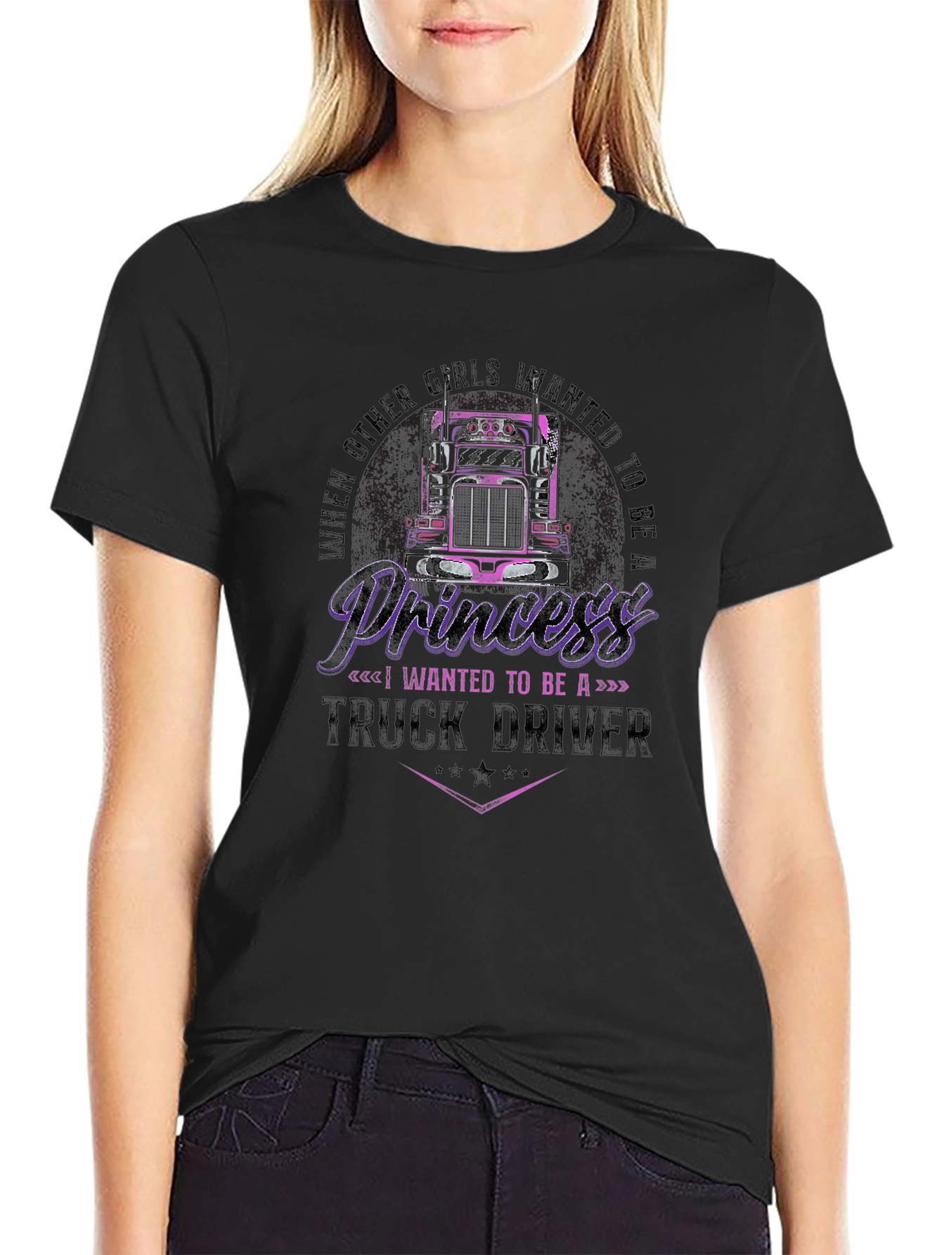 Princess Truck Driver Black T-Shirt