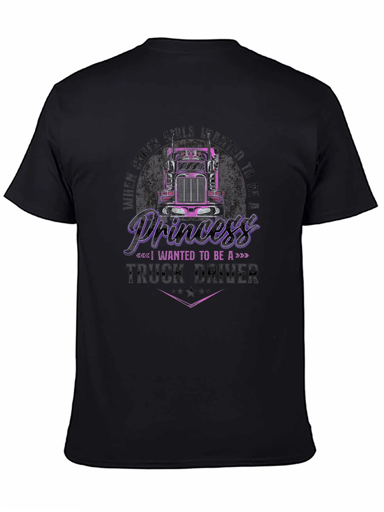 Princess Truck Driver Black T-Shirt