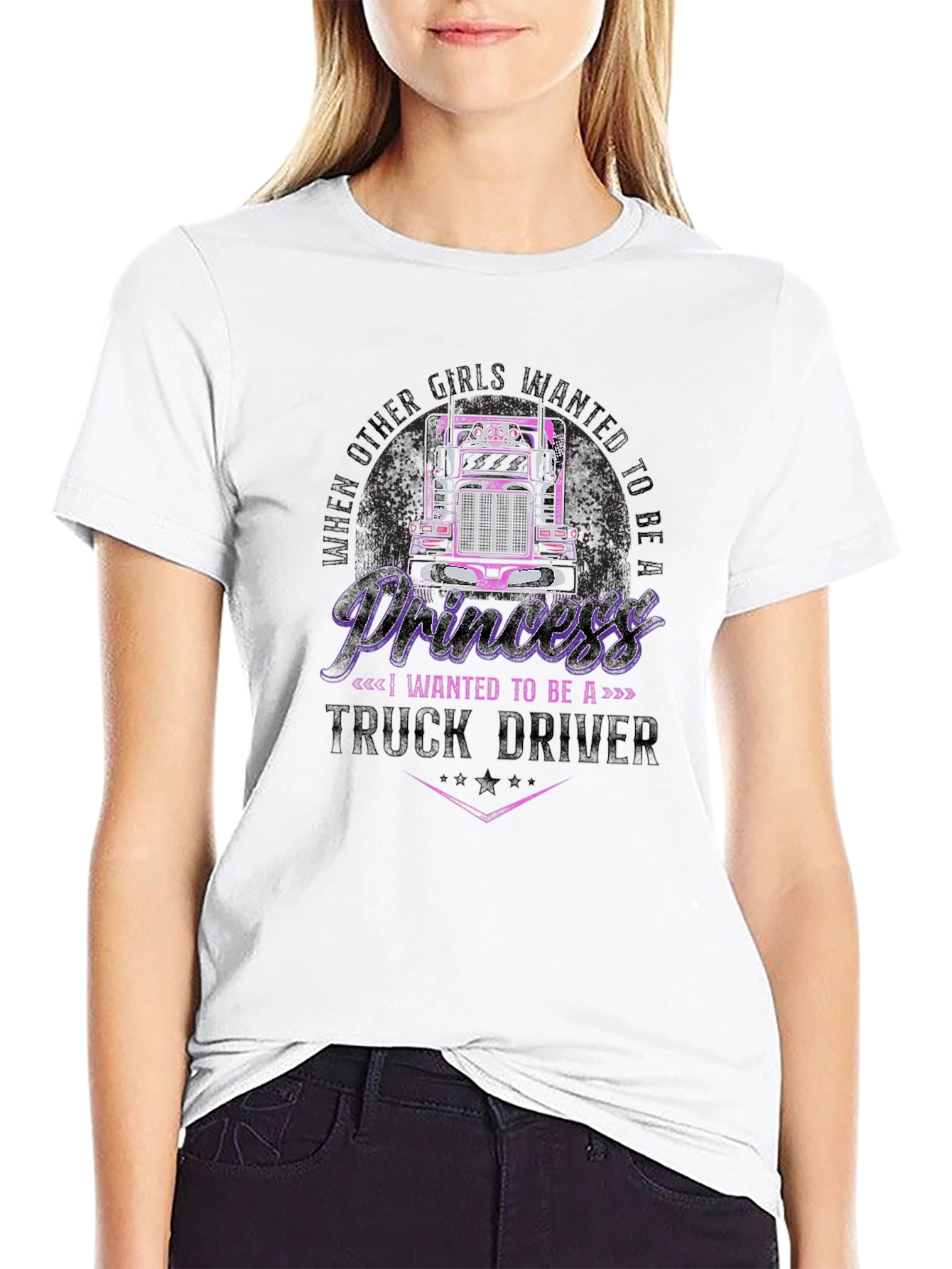 Princess Truck Driver Black T-Shirt