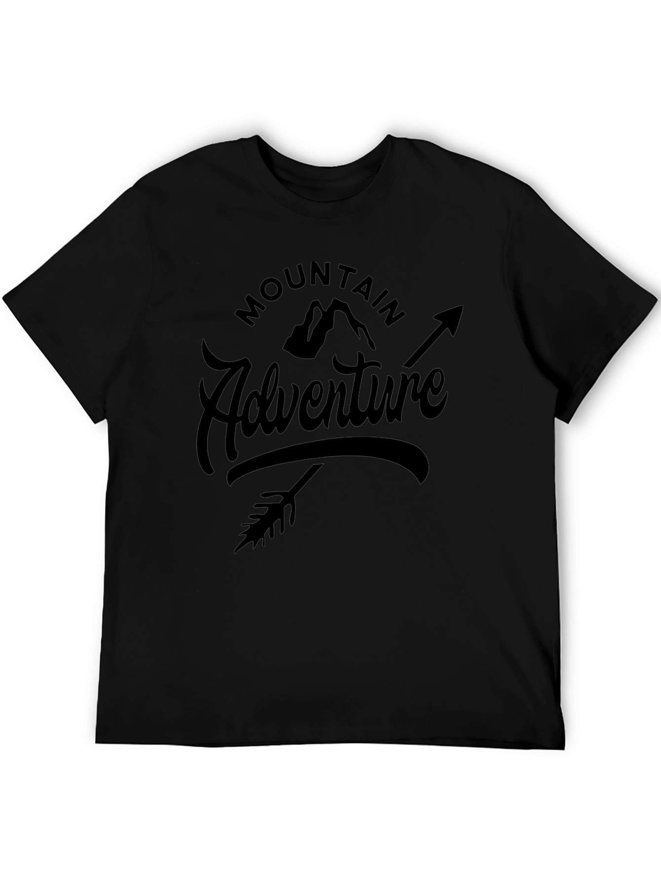 Mountain Adventure Graphic Tee - Black Cotton Blend
