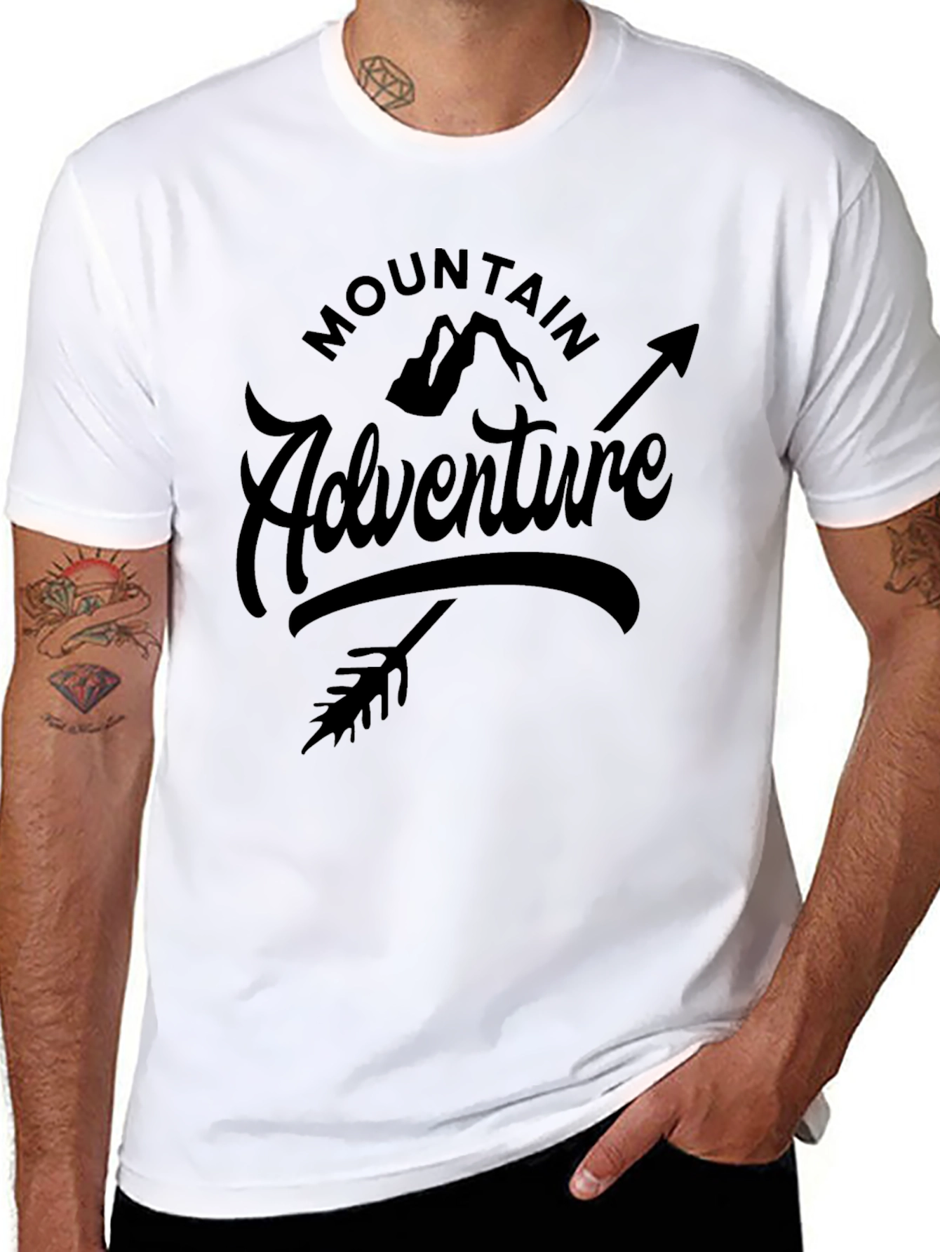 Mountain Adventure Graphic Tee - Black Cotton Blend