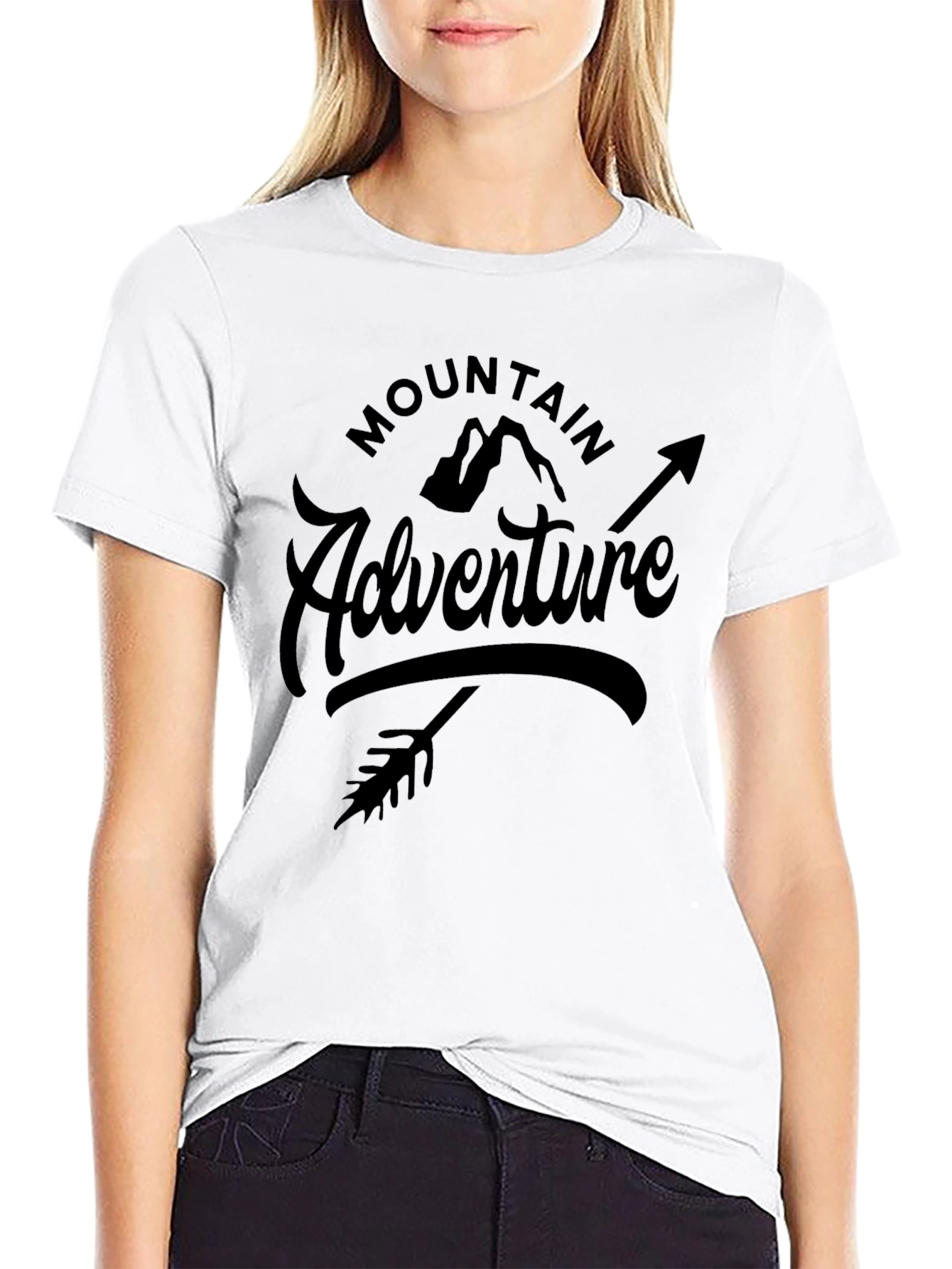Mountain Adventure Graphic Tee - Black Cotton Blend