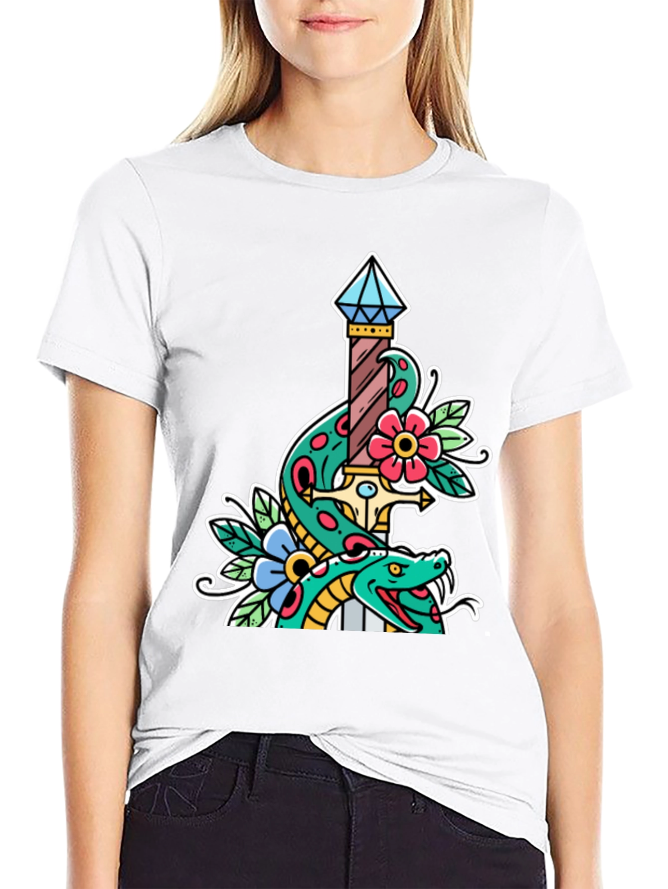 Snake & Dagger Graphic Tee - Mens Black T-Shirt