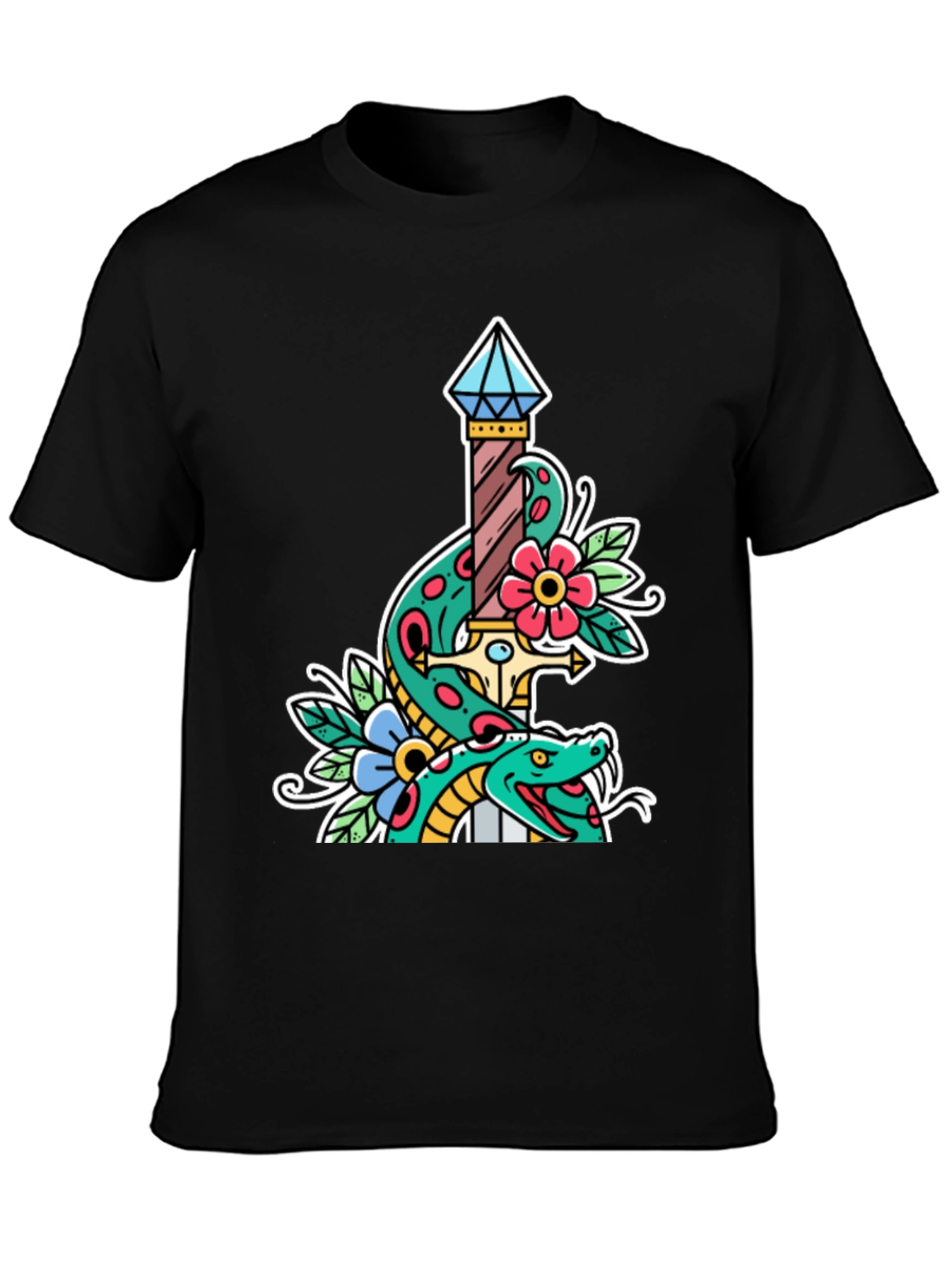 Snake & Dagger Graphic Tee - Mens Black T-Shirt