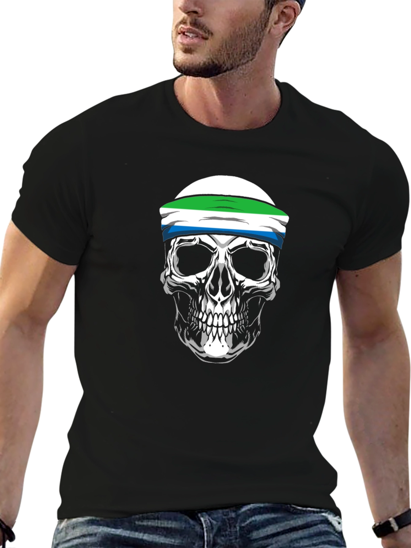 Sierra Leone Flag Skull T-Shirt